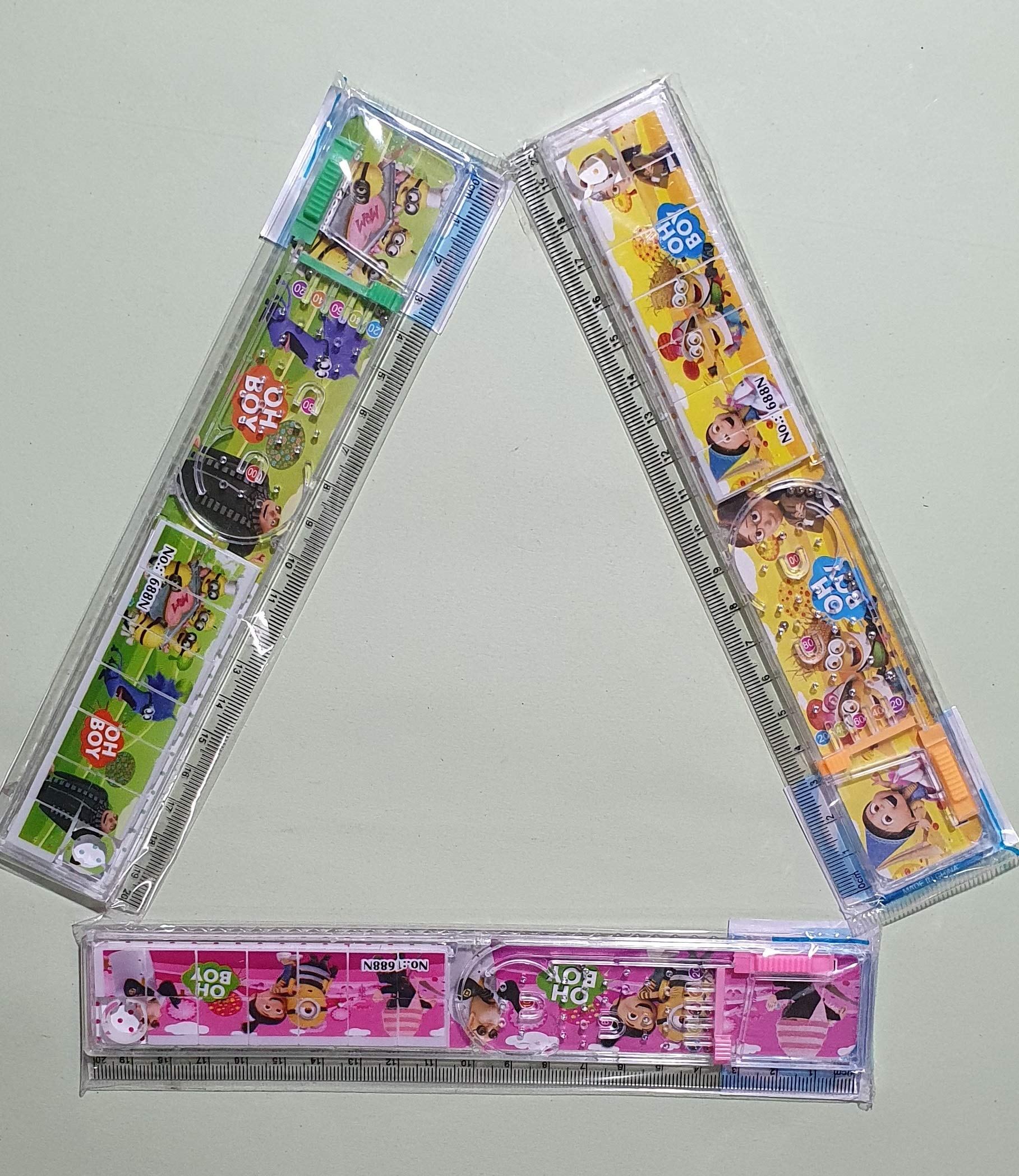 Aagaj® 20cm Multi-Function Long Scale with Ball Game & Puzzle - Pack of 3 | Perfect for School Kids, Birthday Return Gifts, Math Learning & Classroom Activities