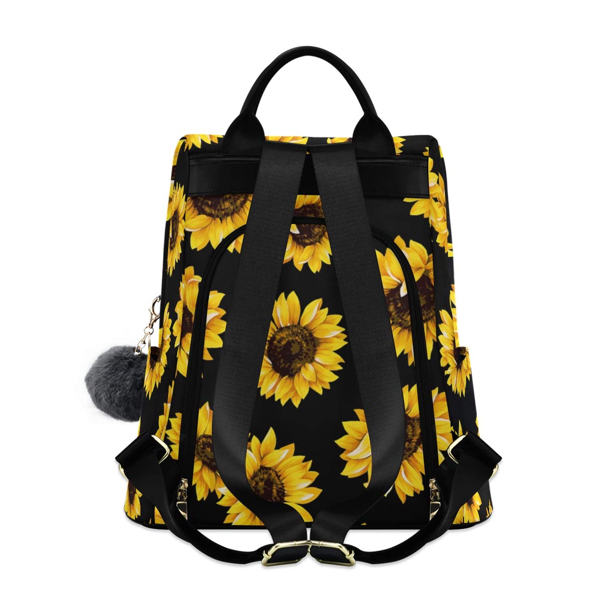 Stylish Yellow Sunflower Backpack Purse for Women - Adjustable Shoulder Straps, Trendy Crossbody Bag for School, Travel & Outdoor Adventures