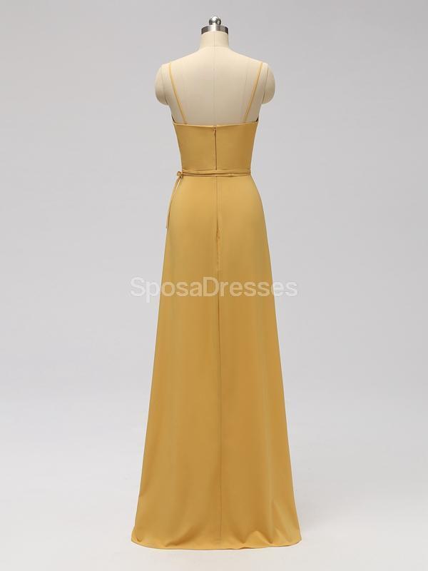Elegant Orange Side Slit Spaghetti Strap Long Bridesmaid Dress - WG602 | Perfect for Weddings, Prom & Formal Events