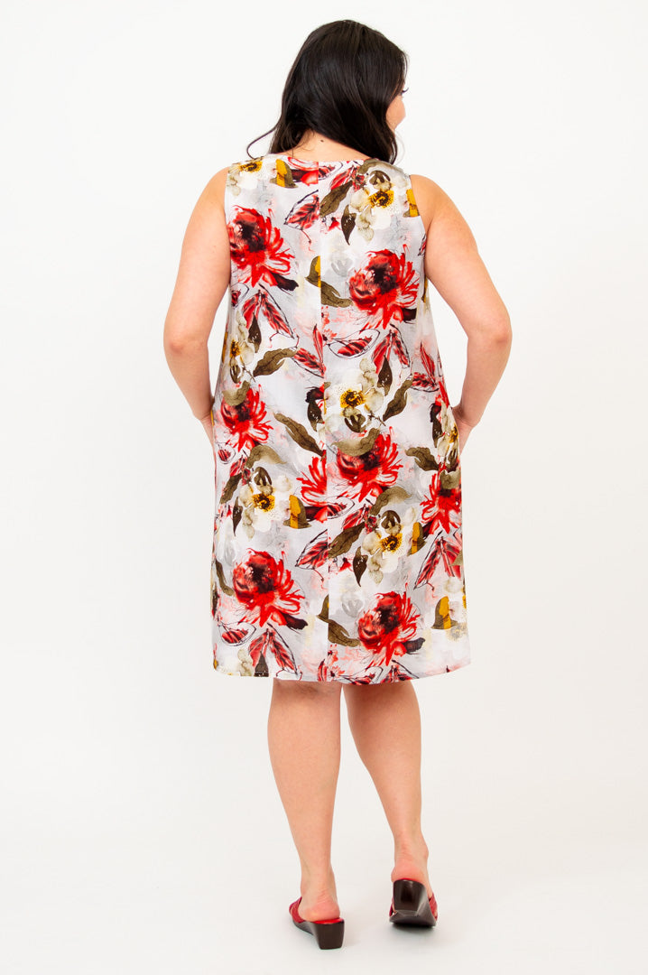 Felicia Floral Youth Dress - Linen Bamboo Blend Summer Dress for Women - Perfect for Beach Vacations, Garden Parties & Casual Outings