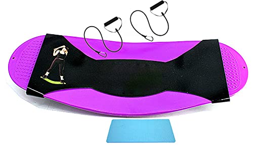 DLCJ Twisting Fitness Balance Board with Resistance Bands - Core Workout Equipment for Abs, Legs & Arms Training - Anti-Slip Yoga Stability Board for Home Gym & Office Use - Perfect for Balance Exercises, Strength Training & Rehabilitation