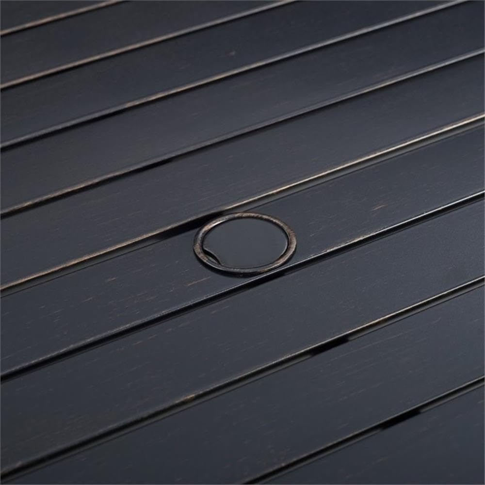 Crosley Kaplan 6-Person Rectangular Outdoor Dining Table with Umbrella Hole - Oil-Rubbed Bronze Metal Patio Furniture for Backyard, Garden & Poolside Dining