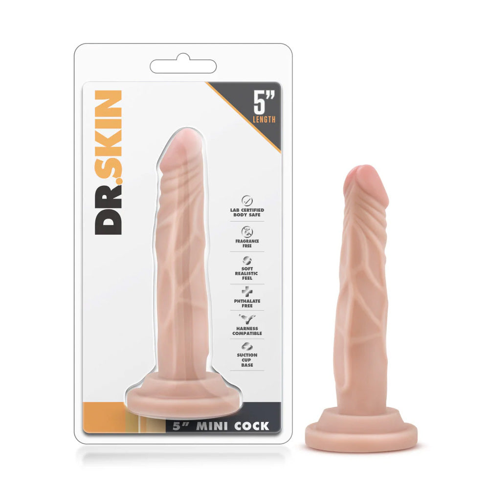 Realistic 5 Mini Cock TPE Dildo with Suction Cup - Dr. Skin Adult Toy for Solo Play & Couples Fun - Perfect for Bedroom Use & Discreet Storage