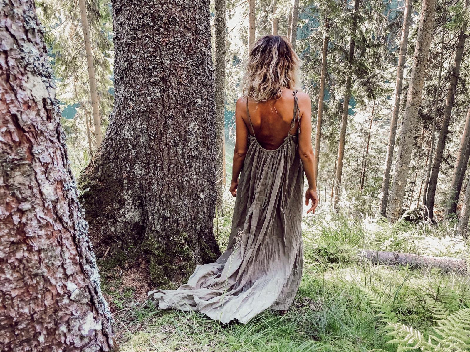 Sexy Open Back Summer Maxi Dress in Khaki Green - Lightweight Cotton Flowy Dress for Beach, Vacation, and Date Night Outfits