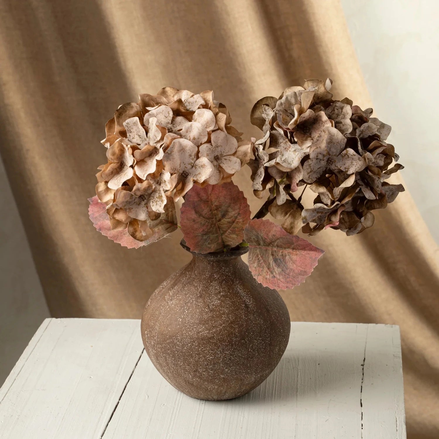 Artificial Grey and Rose Hydrangea Stems - 24
