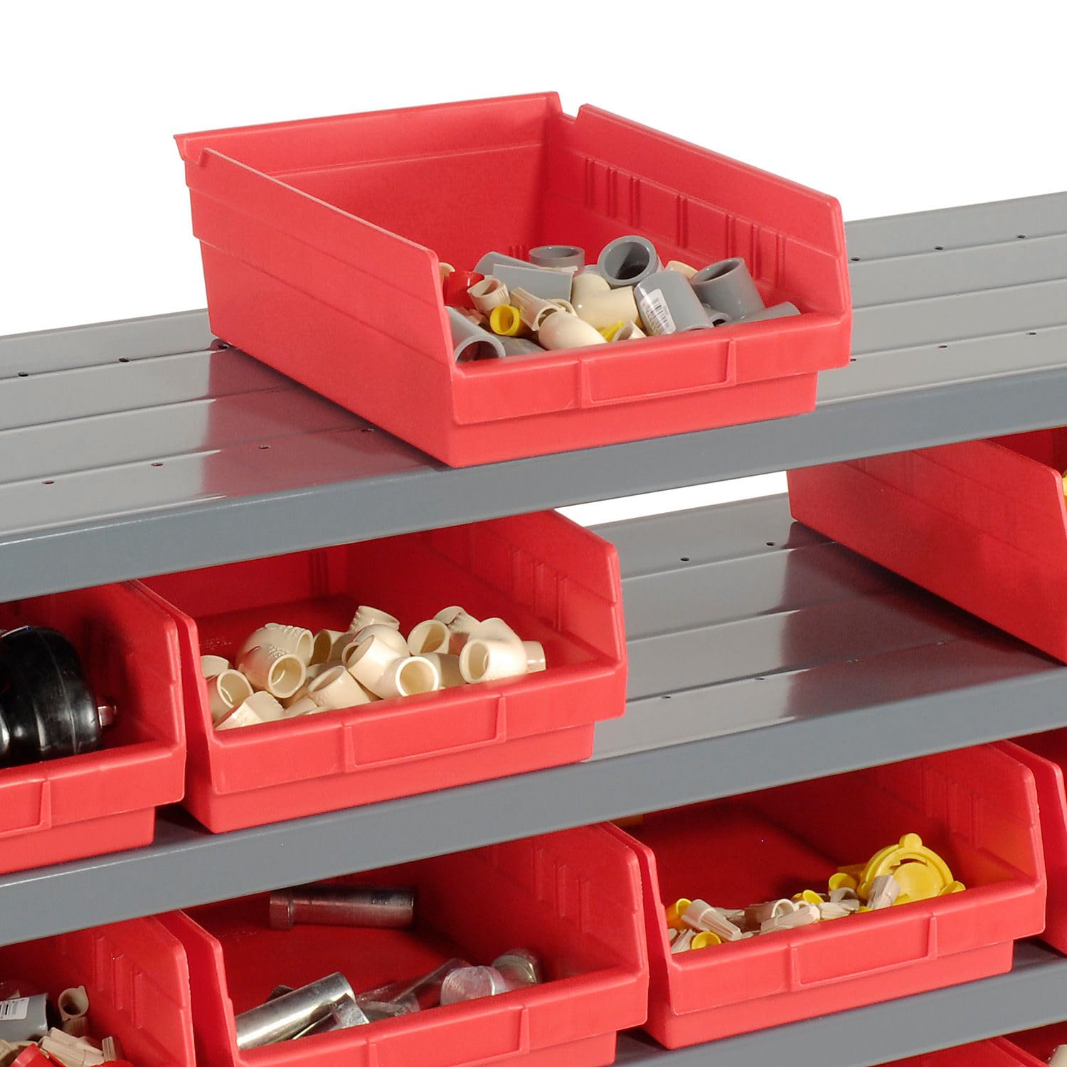 Global Industrial 7-Shelf Steel Storage Rack with 24 Plastic Bins (4