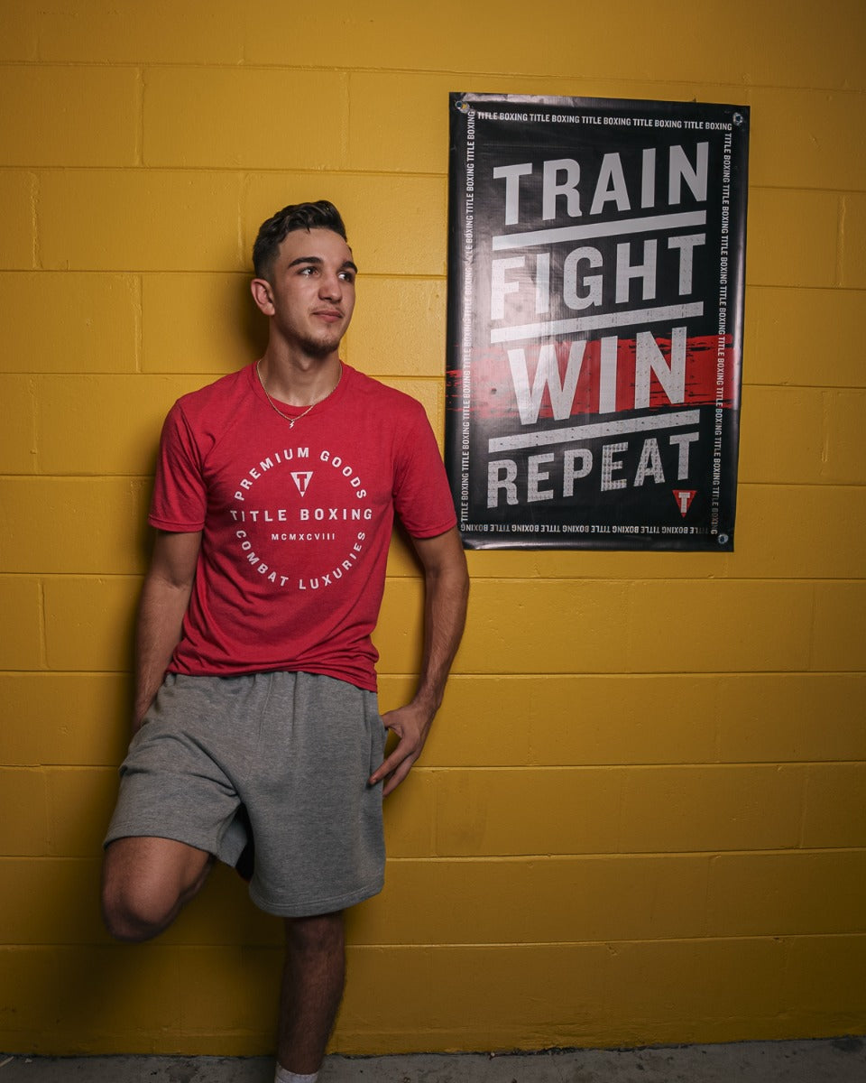 TITLE Boxing Gym Banner - Motivational Fight, Train, Win, Repeat Wall Art for Boxing Gyms & Home Workout Spaces