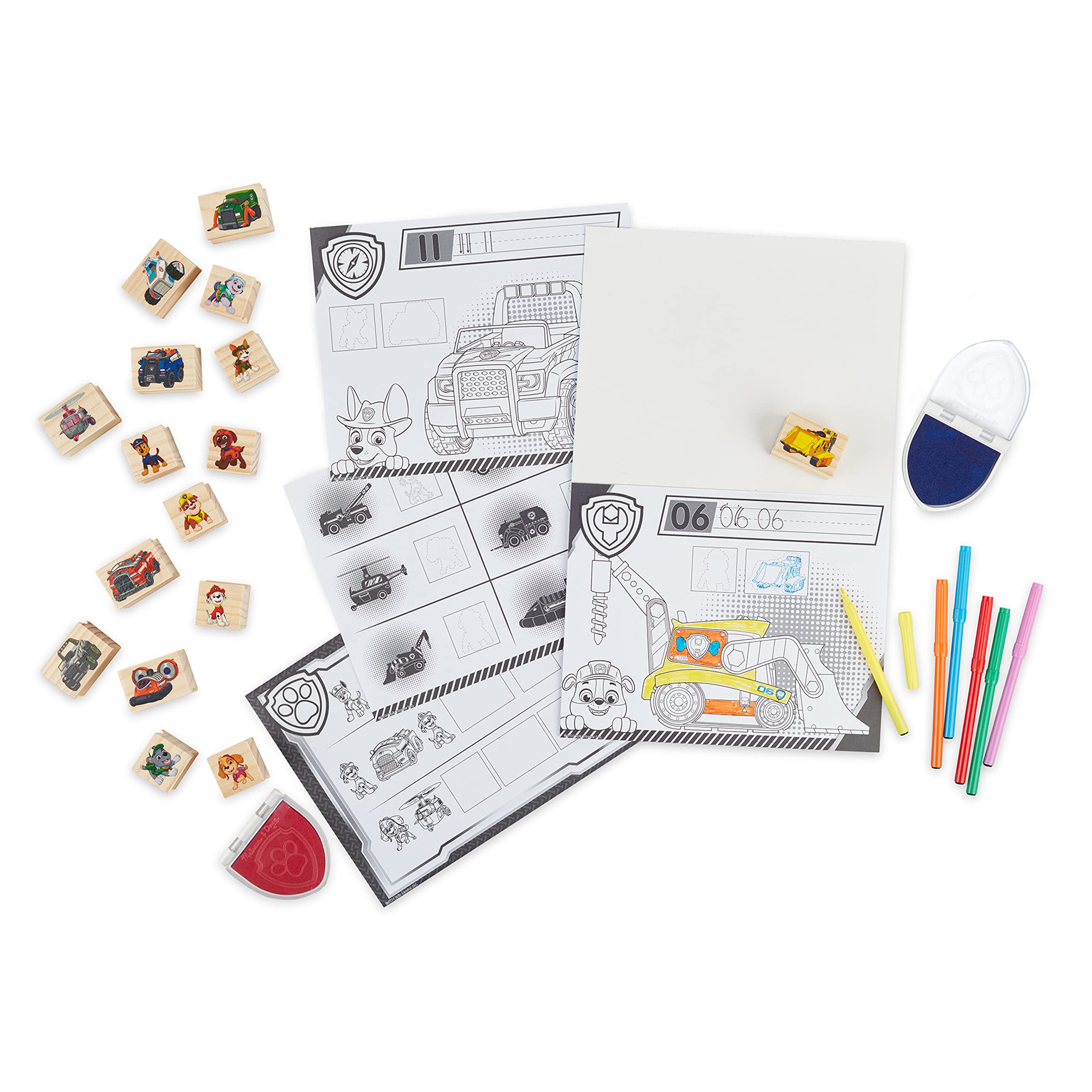 PAW Patrol Wooden Stamps Set with Markers - Kids Art Activity for Creative Play