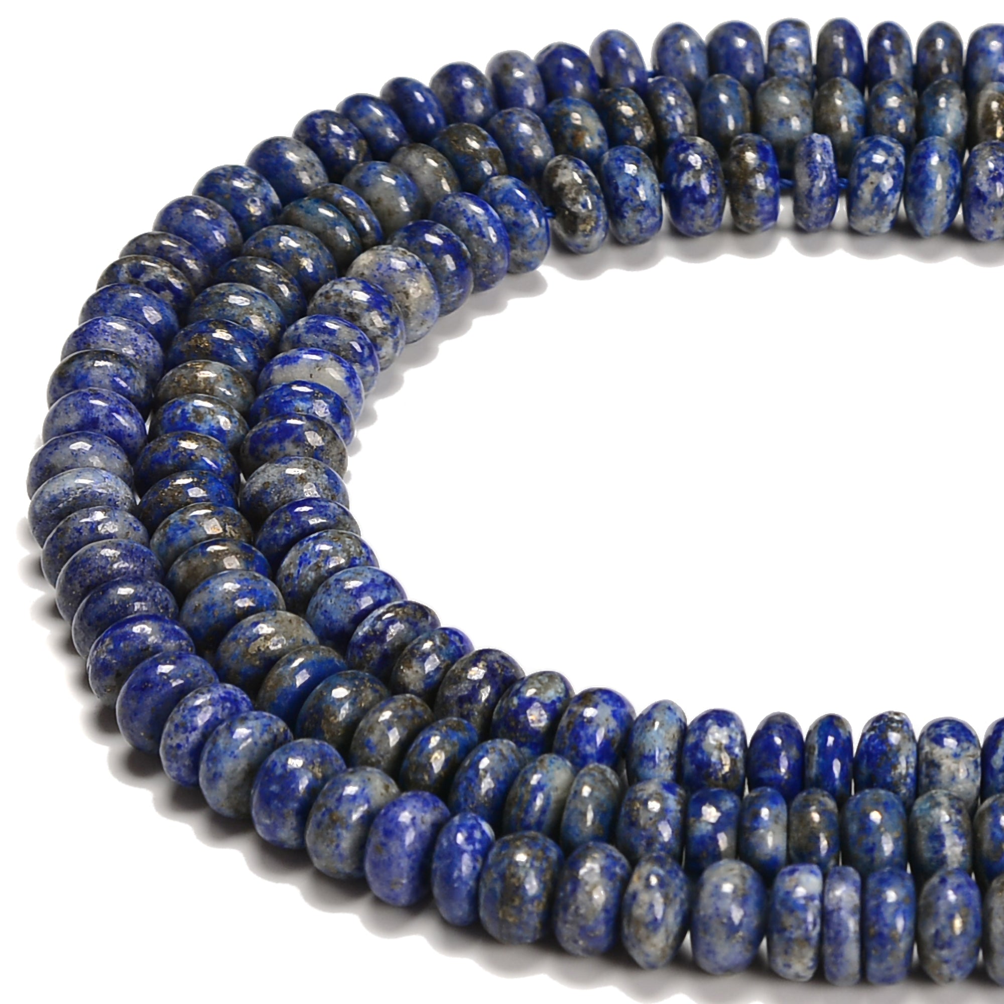Premium Natural Lapis Lazuli Smooth Rondelle Beads - 4x6mm & 5x8mm Sizes - 15.5