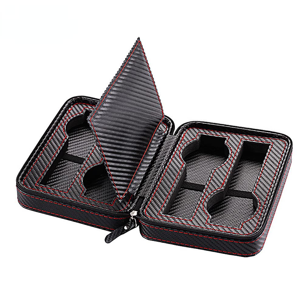 4 Slots PU Leather Watch Box - Travel Portable Zipper Watch Case for Men & Women - Jewelry Storage Organizer for Watches, Rings & Bracelets - Perfect for Travel, Home Display & Gift Giving
