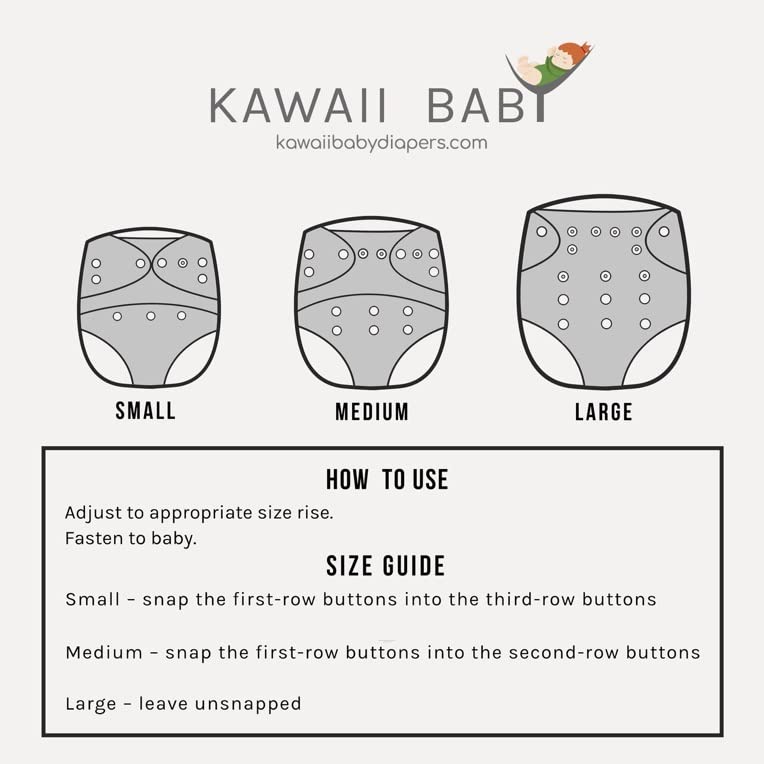 KaWaii Baby 12 Pack One Size Pocket Cloth Diapers + 24 Inserts | Washable Reusable Leakproof Diapering System for Babies 8-36 lbs | Perfect for Daycare, Travel & Eco-Friendly Parenting