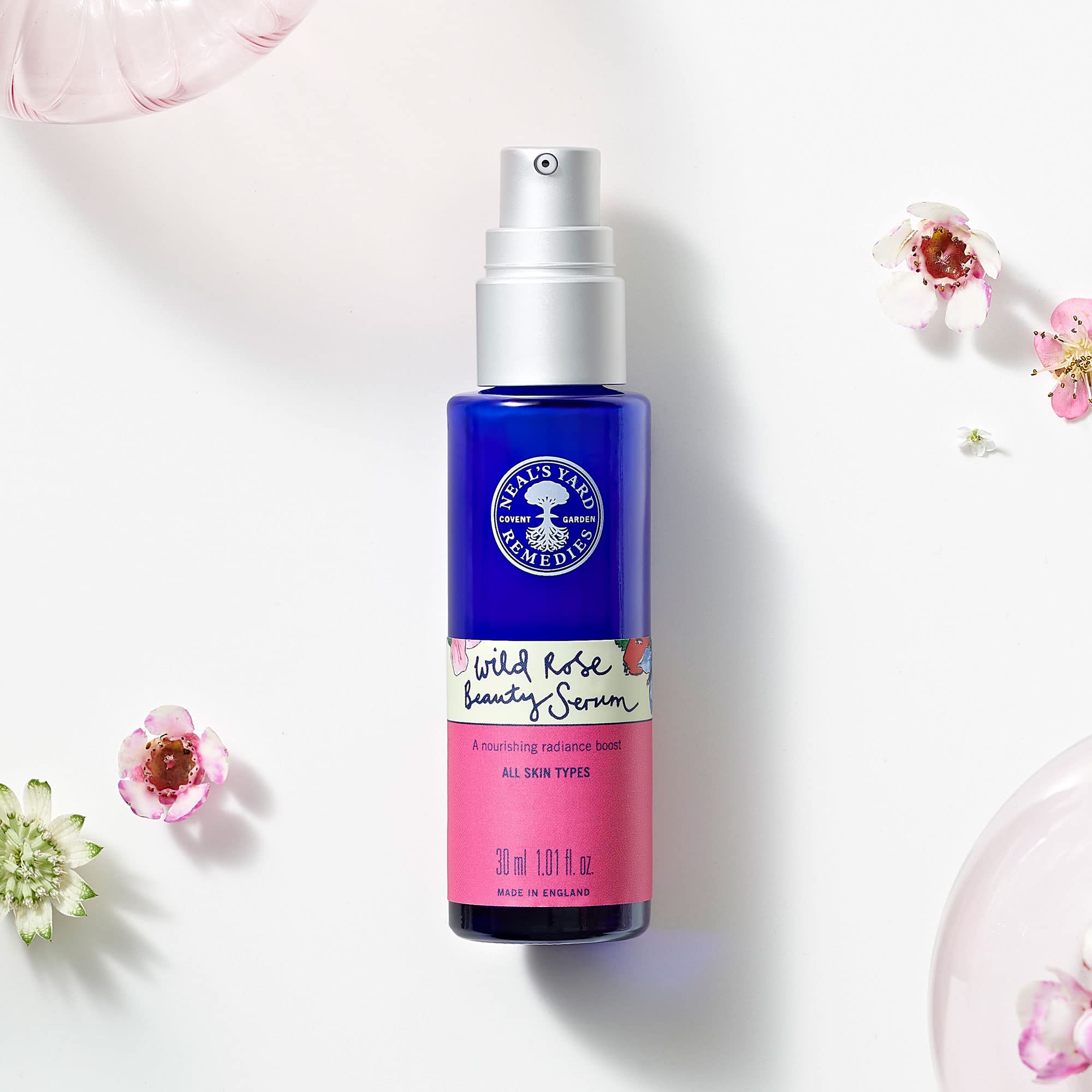 Neal's Yard Remedies Organic Wild Rose Beauty Serum - Hydrating & Anti-Aging Facial Serum for Glowing Skin | Perfect for Dry Skin & Nighttime Skincare Routine