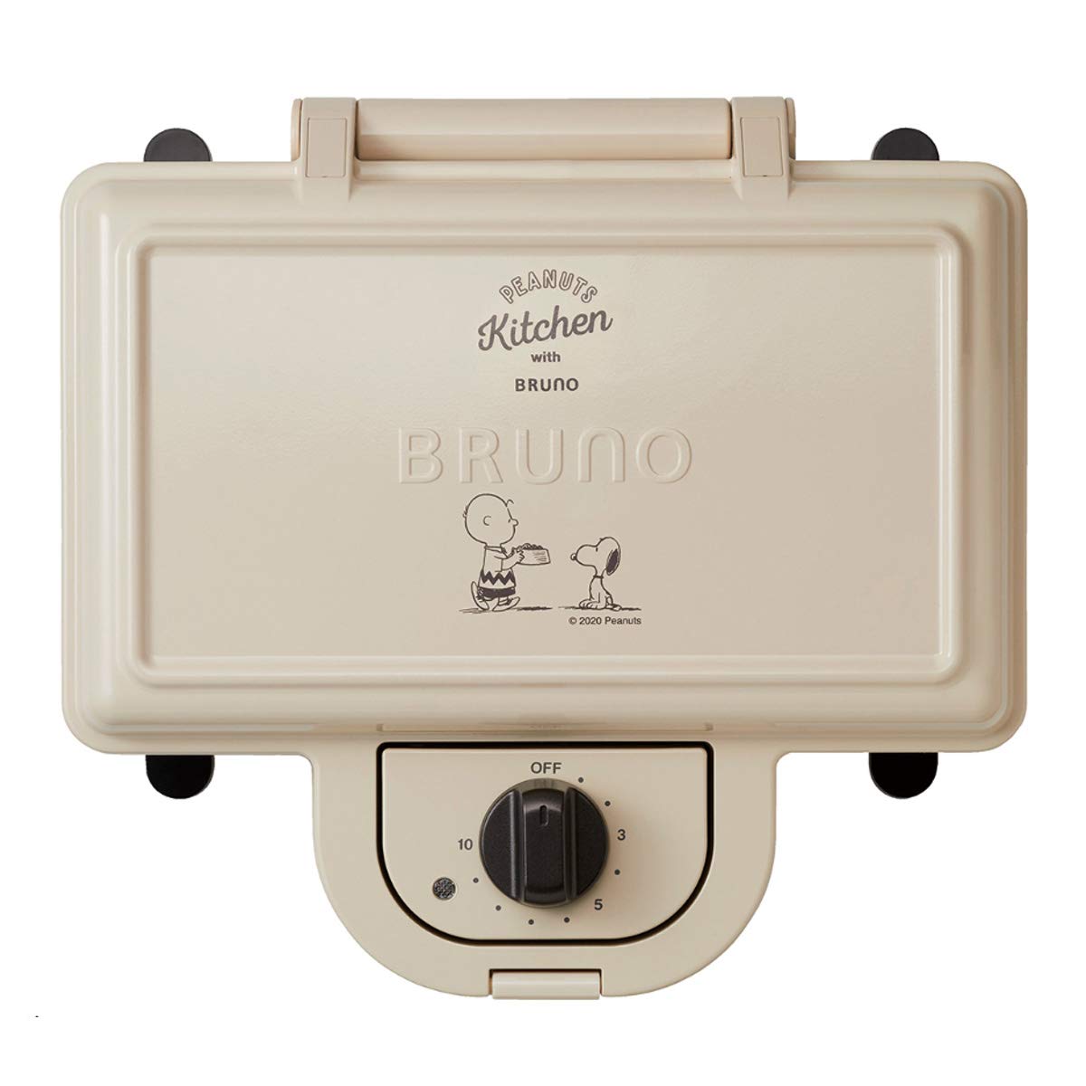 BRUNO Peanuts Hot Sandwich Maker Double Plate BOE069-ECRU White | Japanese Import | Perfect for Breakfast, Snacks & Party Food Preparation