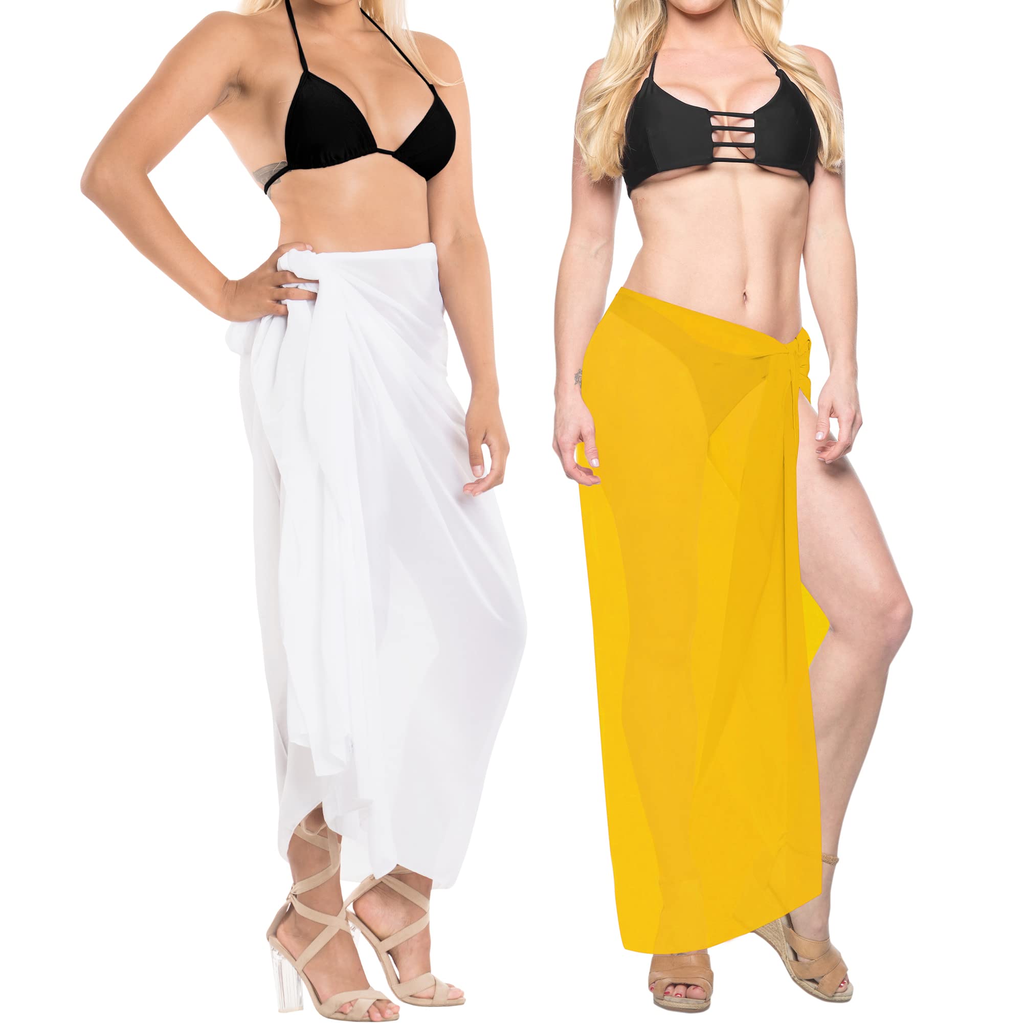 LA LEELA Women's Beach Sarong Wrap - Long Slit Pareo Cover Up for Swimwear, One Size Fits Most - Perfect for Poolside, Vacation & Tropical Getaways