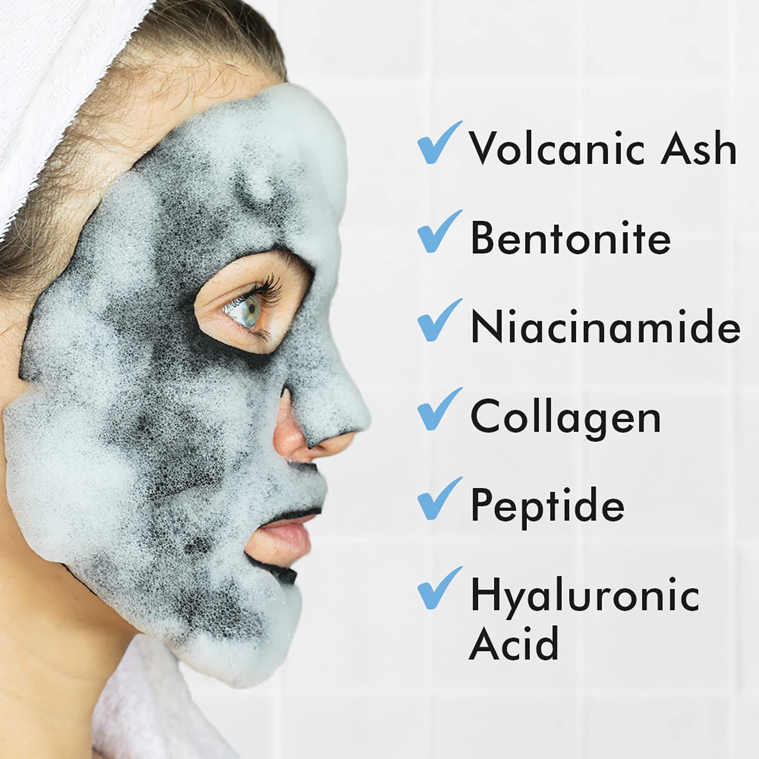 Ebanel 10 Pack Carbonated Bubble Clay Mask - Deep Cleansing Detox Face Mask with Volcanic Ash, Bentonite Clay, Collagen Peptides, Vitamin C, Hyaluronic Acid & Niacinamide for Blackhead Removal & Pore Minimizing | Spa Day & Self Care Treatment