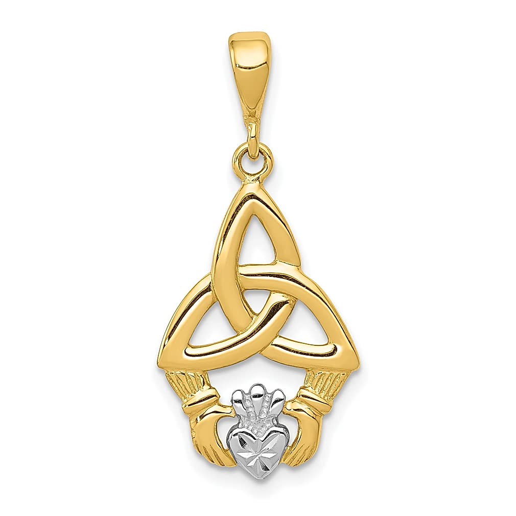 14K Yellow Gold Irish Claddagh Celtic Knot Pendant Necklace for Women - Elegant Celtic Jewelry Gift for Her - Perfect for Anniversaries, Birthdays & St. Patrick's Day