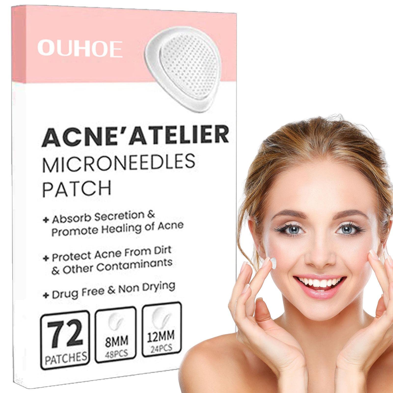 72 Pcs Microneedle Pimple Patches - Hydrocolloid Acne Spot Treatment for Face, Clear & Waterproof Blemish Covers - Invisible Pimple Stickers for Overnight Healing | Perfect for Daily Use, Travel & Sensitive Skin Care