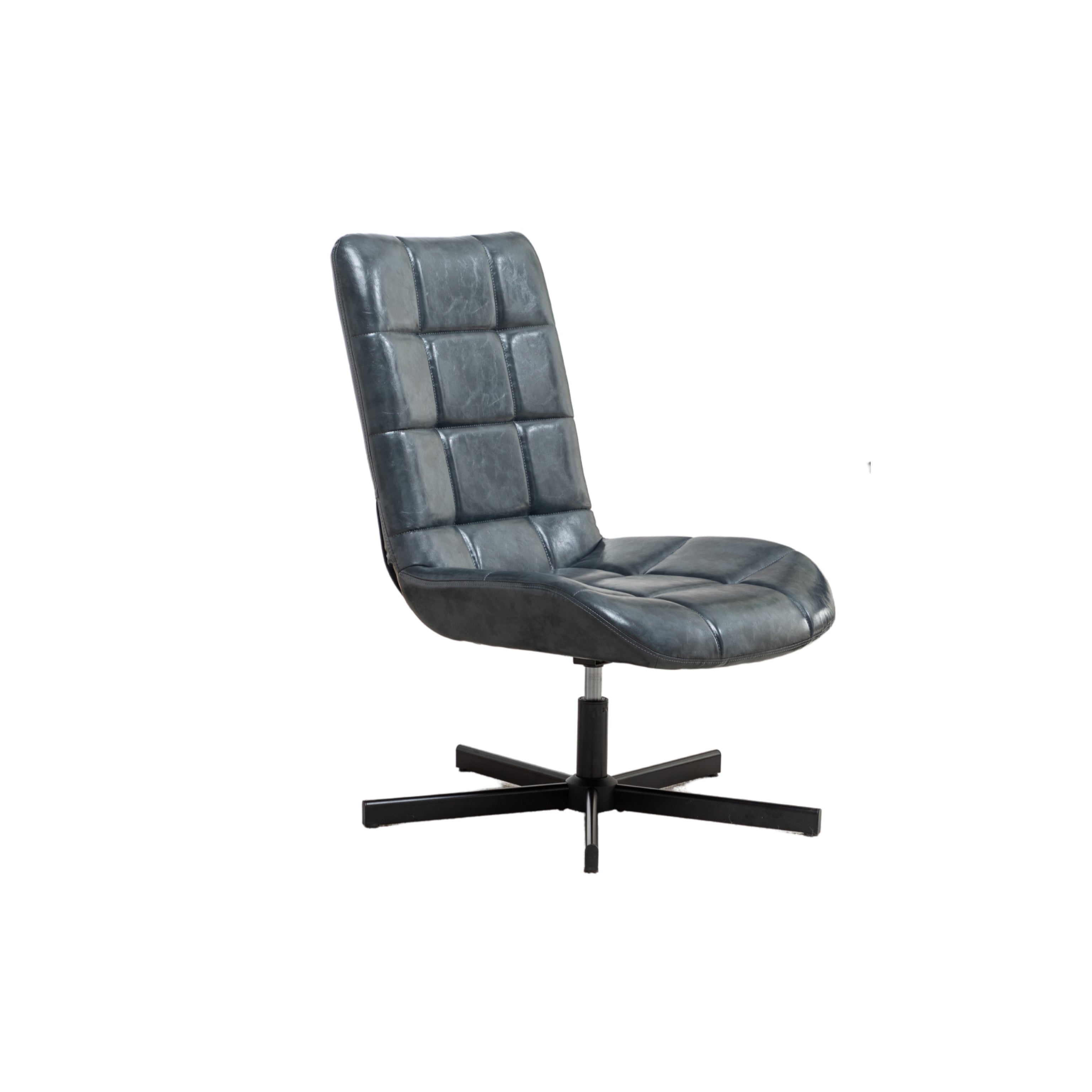 Roundhill Furniture Arlena Faux Leather Tufted Swivel Accent Chair - Modern Living Room Lounge Chair for Home Office, Reading Nook & Bedroom Decor