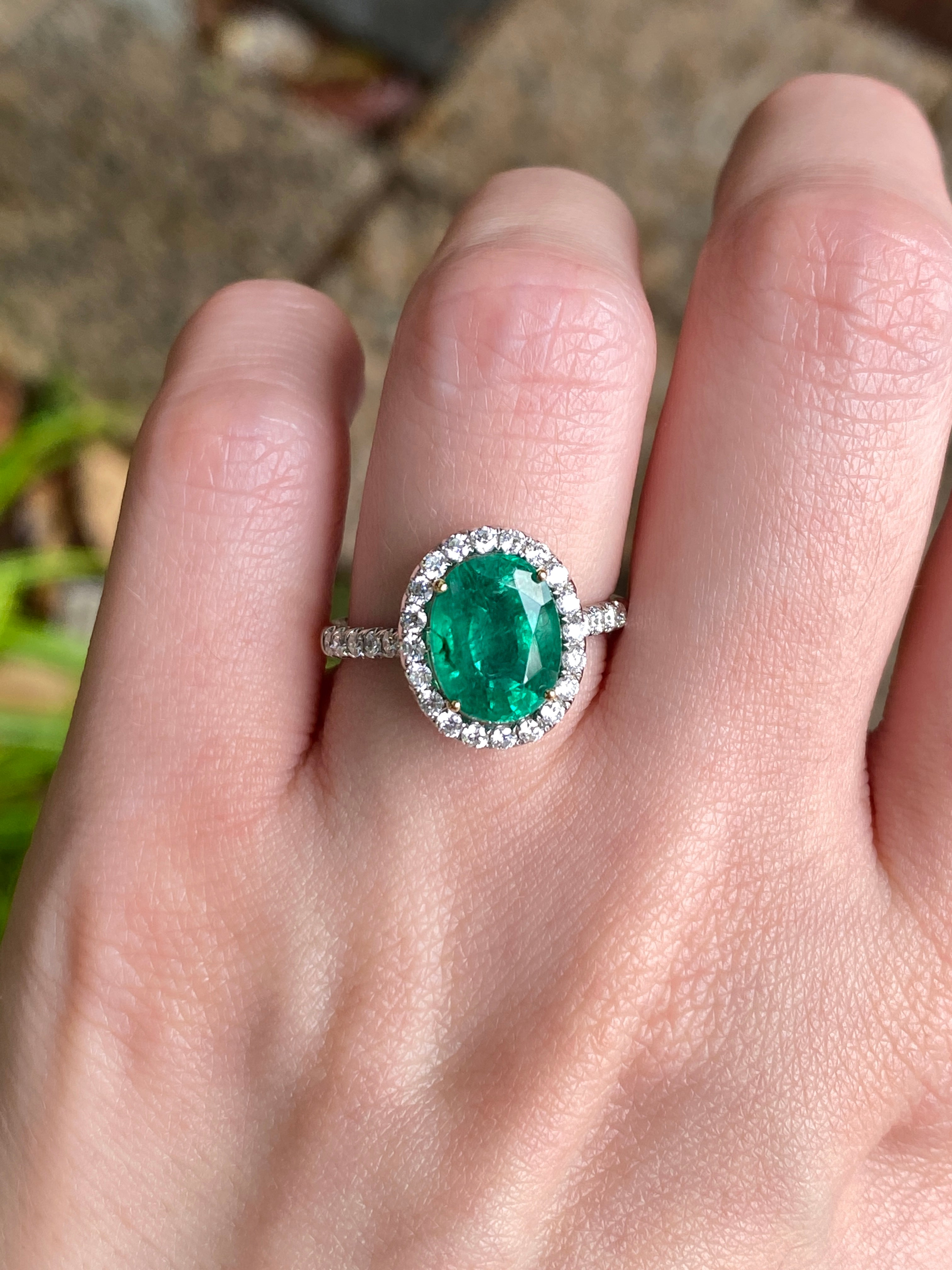 Natural Emerald 2.77 Carat Genuine Green Gemstone Ring for Women - Elegant Engagement, Wedding, Anniversary Jewelry Gift