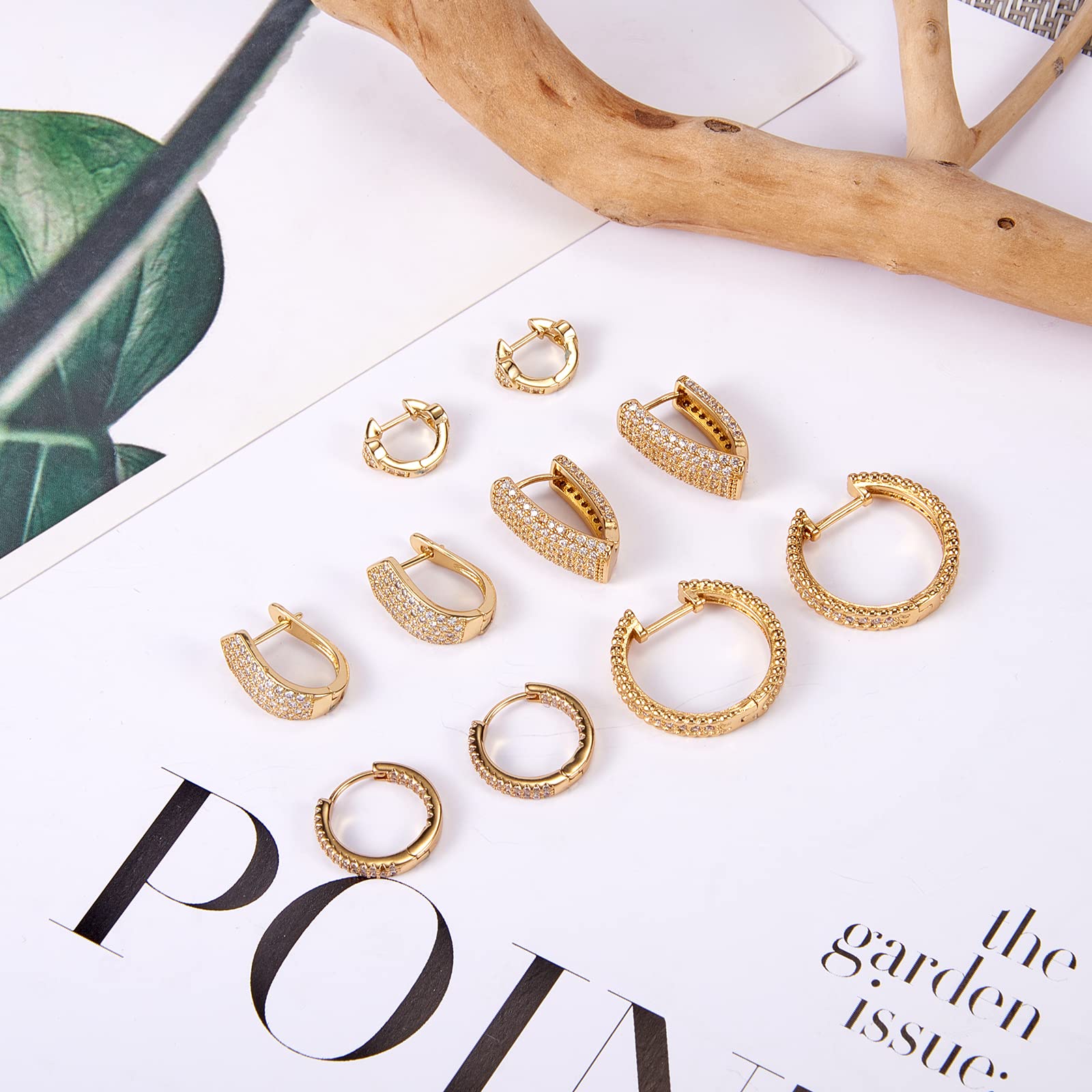 18K Gold Plated Hoop Earrings for Women - Brass Micro Pave Clear Cubic Zirconia Huggie Hoop Earrings | Elegant Jewelry Gift for Her | Perfect for Date Night, Wedding & Special Occasions