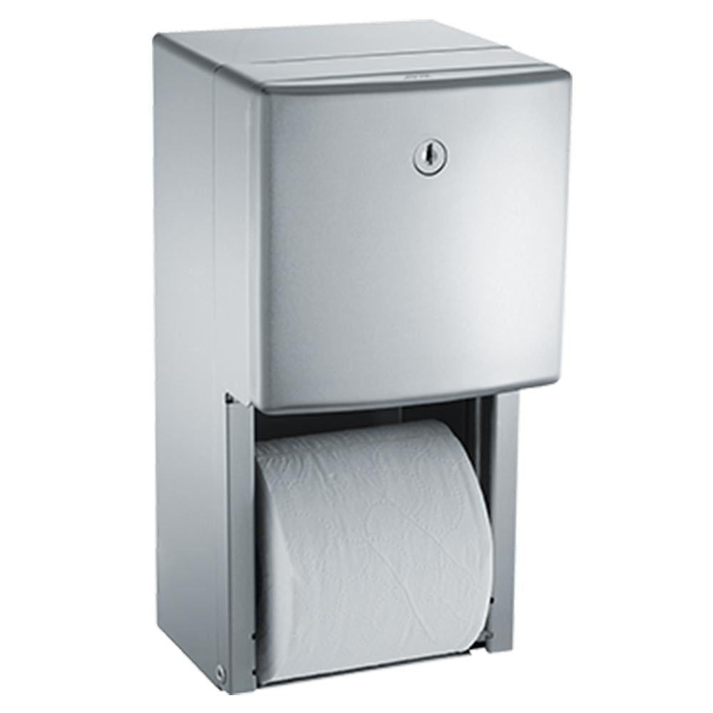 ASI 20030 Roval Toilet Paper Dispenser - Twin Hide-A-Roll Surface Mounted Satin Finish for Bathroom & Restroom Organization