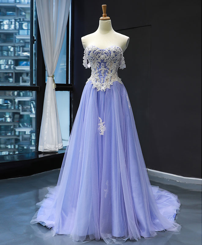 Elegant Purple Tulle Lace Long Prom Dress for Women - Formal Evening Gown for Homecoming, Ball, Wedding Guest & Special Occasions