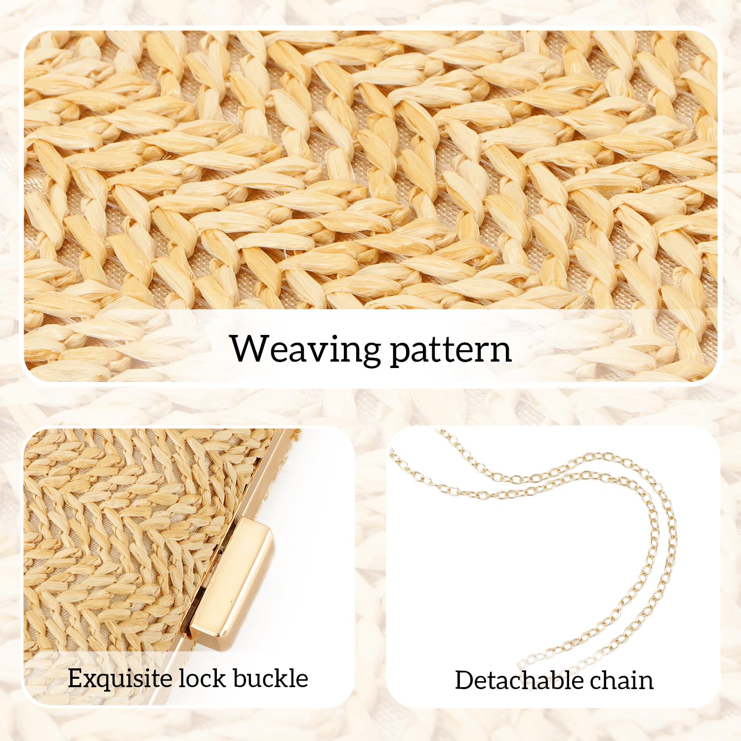Stylish Straw Clutch Purses for Women - Woven Raffia Crossbody Bag, Summer Beach Evening Handbag | Perfect for Vacation, Wedding, and Outdoor Events