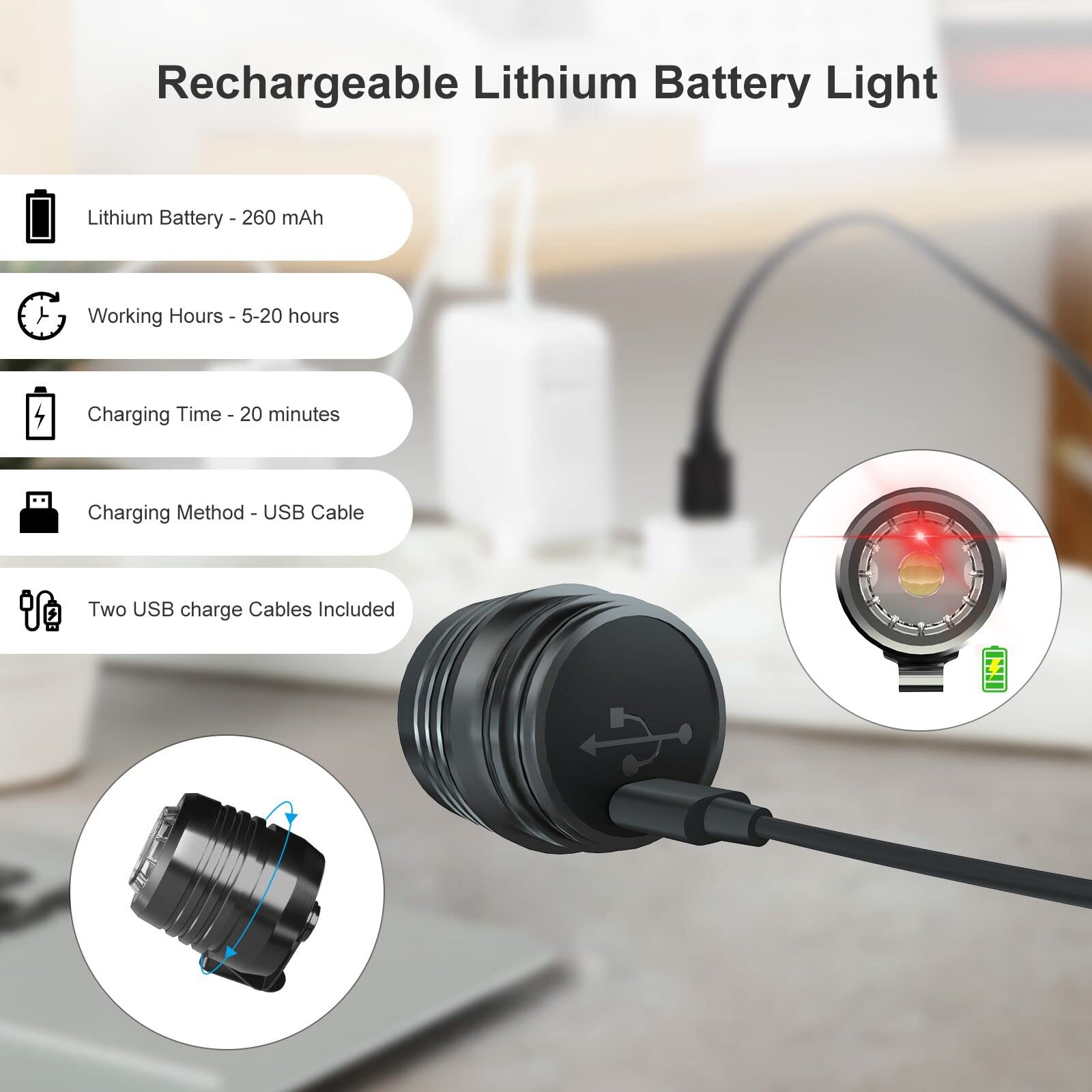 Rechargeable Shoe Headlights - 2 Pack LED Flashlight Attachment for Clogs & Sandals | Kids, Women & Men Shoe Charms Accessories | Perfect for Night Running, Camping & Outdoor Activities