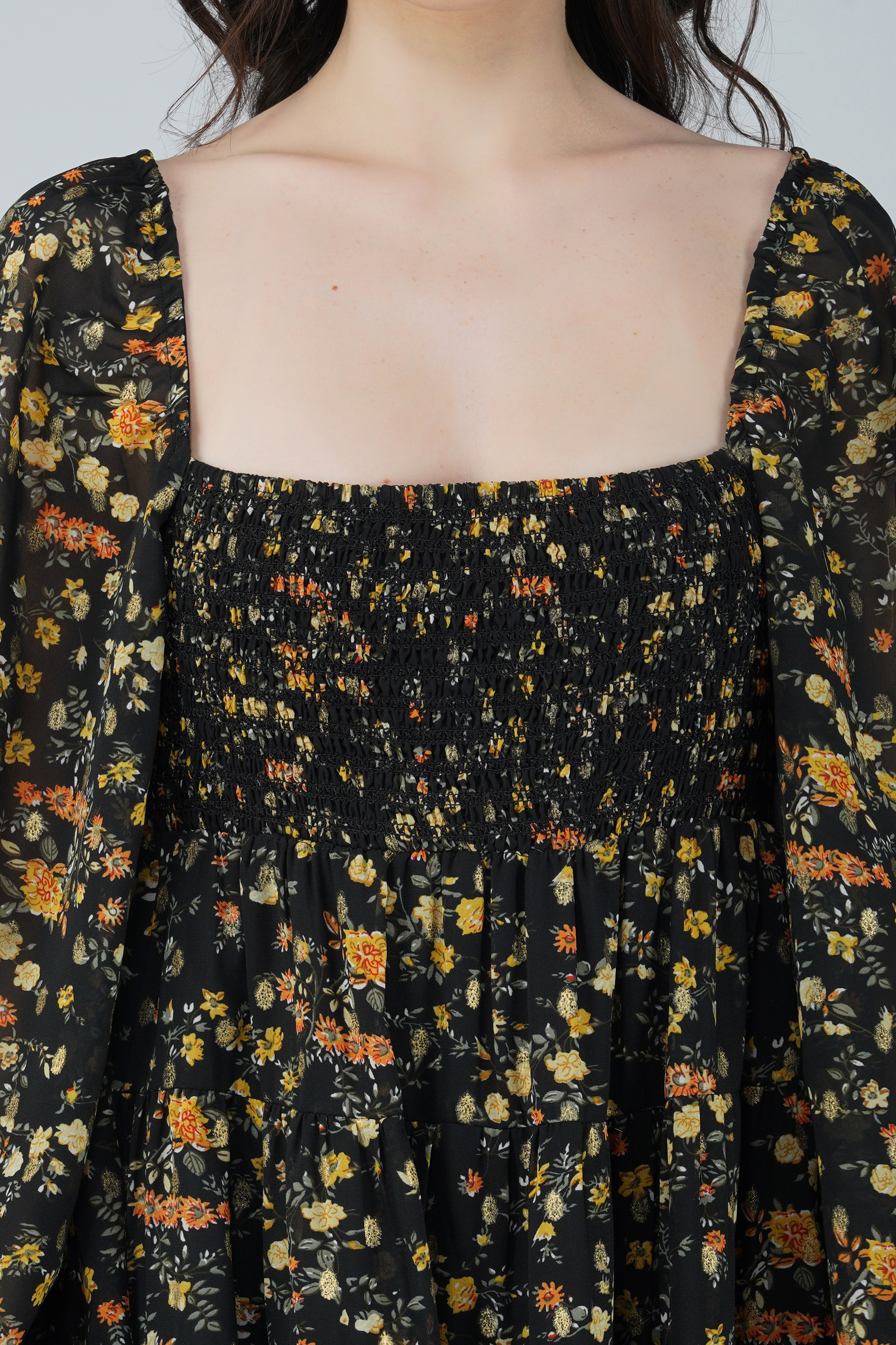 Biba Mini Dress in Black Floral Print - Elegant Flowy Summer Dress for Women, Perfect for Parties, Dates & Beach Vacations