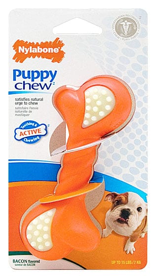 Nylabone Double Action Puppy Chew Toy for Teething - Durable Dog Bone for Small & Medium Breeds - Perfect for Puppy Training & Dental Health