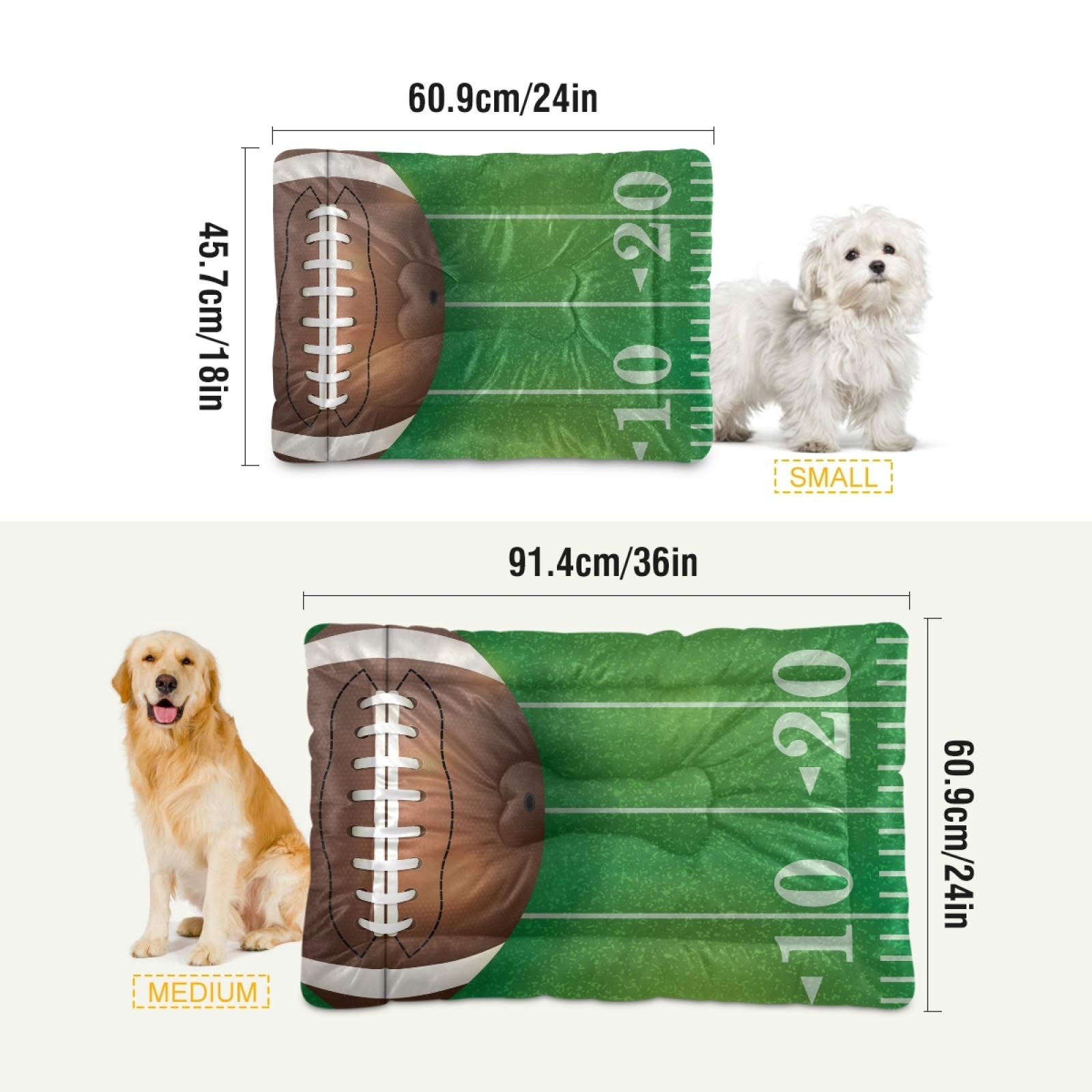 American Football Dog Cat Bed - Rectangle Comfortable Pet Bed for Small Medium Large Dogs - Ultra Soft Calming Pet Mat 36x24in - Perfect for Home, Office & Travel Use