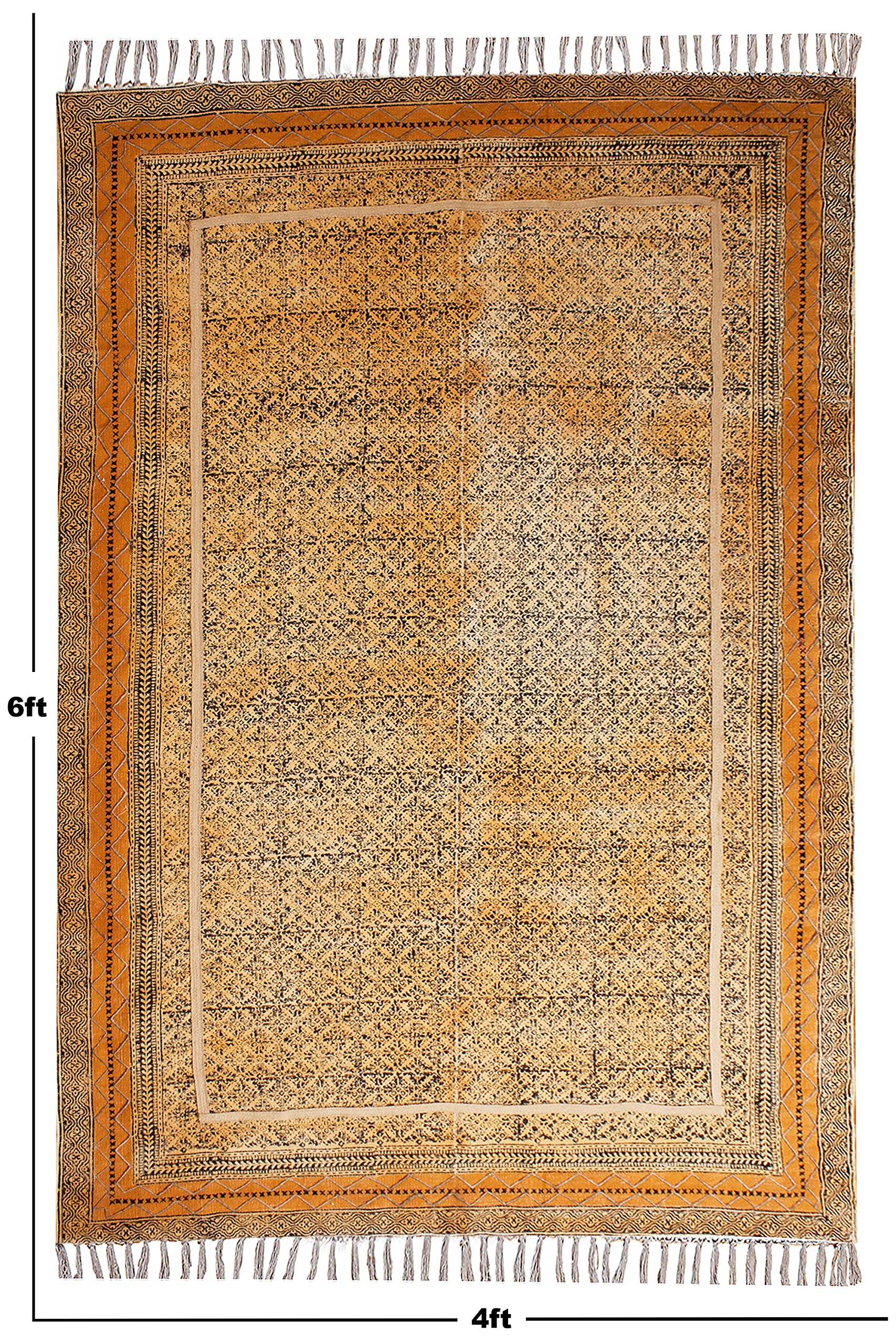 12x18 Ft Bronze & Yellow Cotton Dhurrie Oriental Kilim Rug - Rectangular Flatweave Carpet for High Traffic Areas | Indoor & Outdoor Use | Perfect for Bedroom, Dining Room, Living Room Decor | Durable & Stylish Home Accent