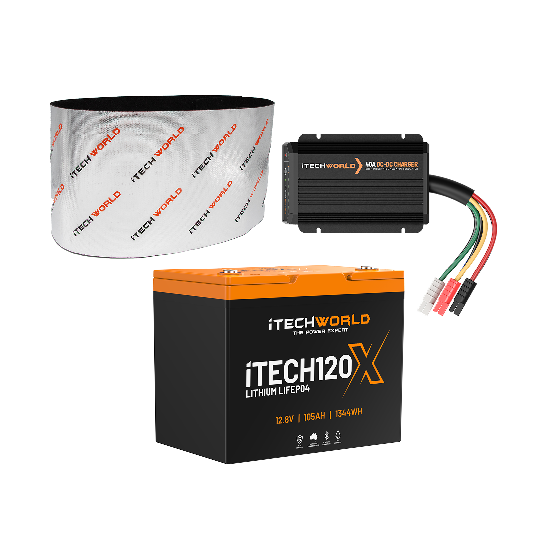 Dual Battery System Under Bonnet Kit - 105Ah Deep Cycle Battery for Off-Road, RV & Marine Applications