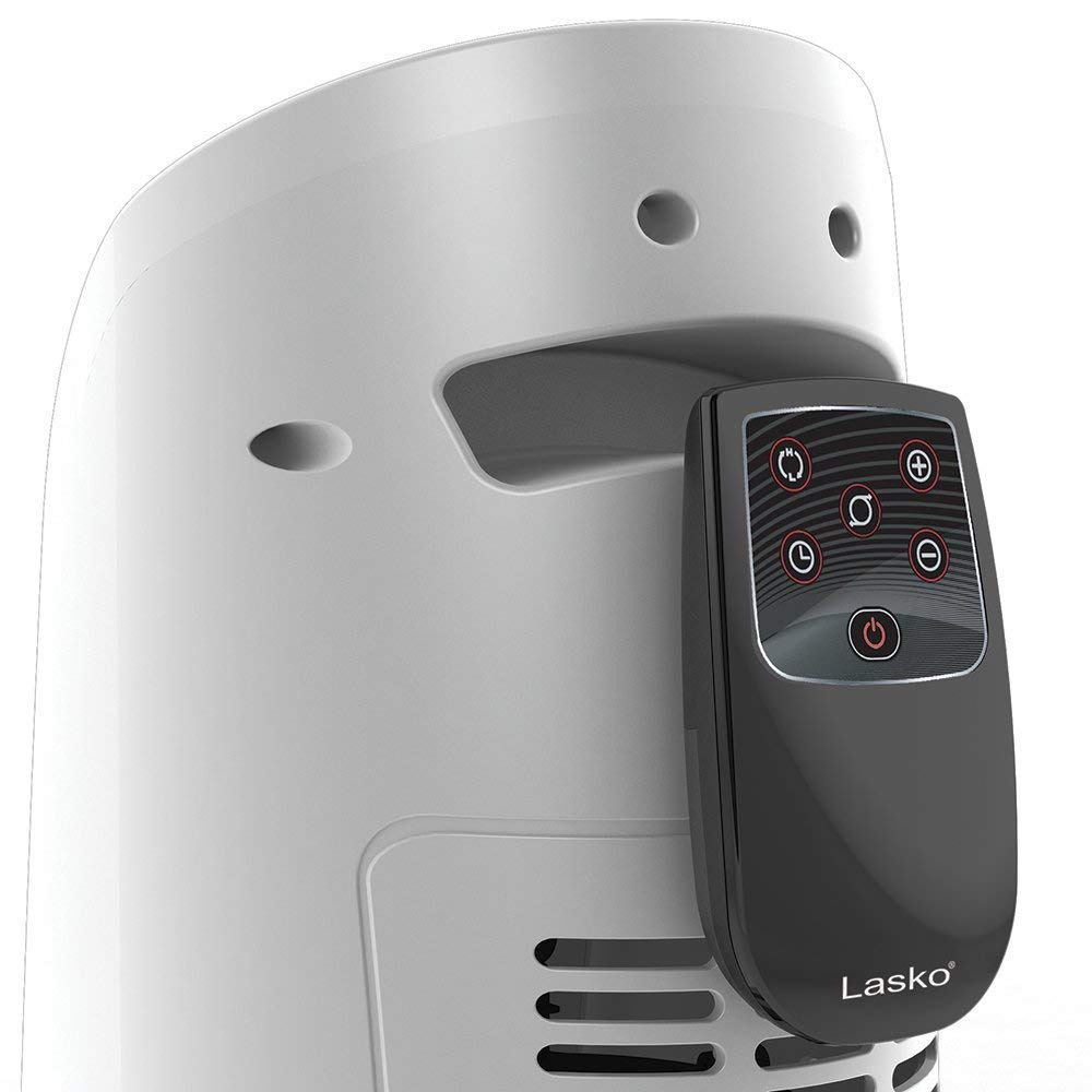 Lasko 5165 Portable Electric 1500W Oscillating Ceramic Tower Space Heater with Remote Control - Adjustable Thermostat, Digital Display & Timer - Silver (2 Pack) - Perfect for Home, Office & Bedroom Heating