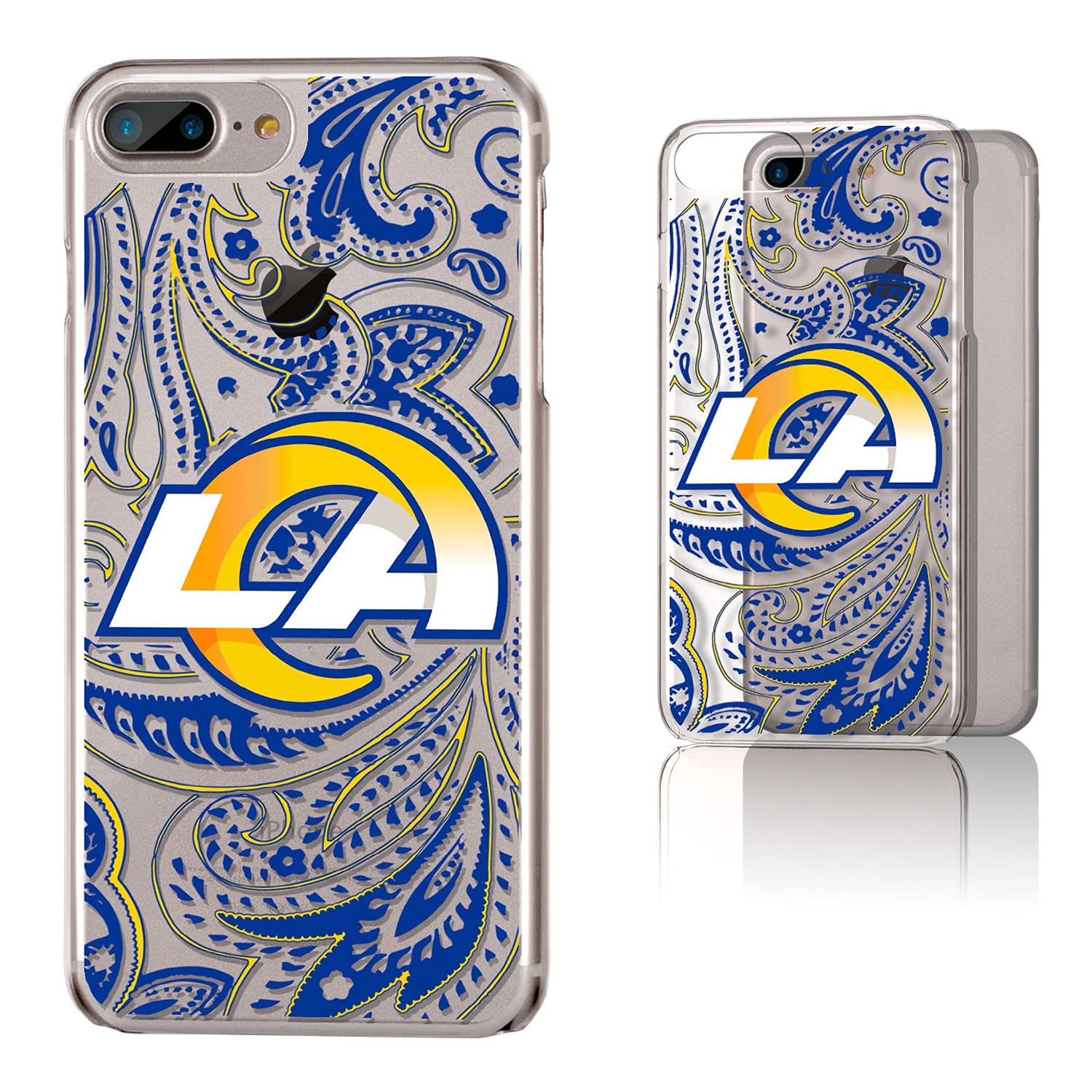 Los Angeles Rams iPhone Clear Paisley Design Case - Shockproof Protective Phone Cover for iPhone 13/14/15 Pro Max - Perfect for Game Day, Sports Events & Everyday Use