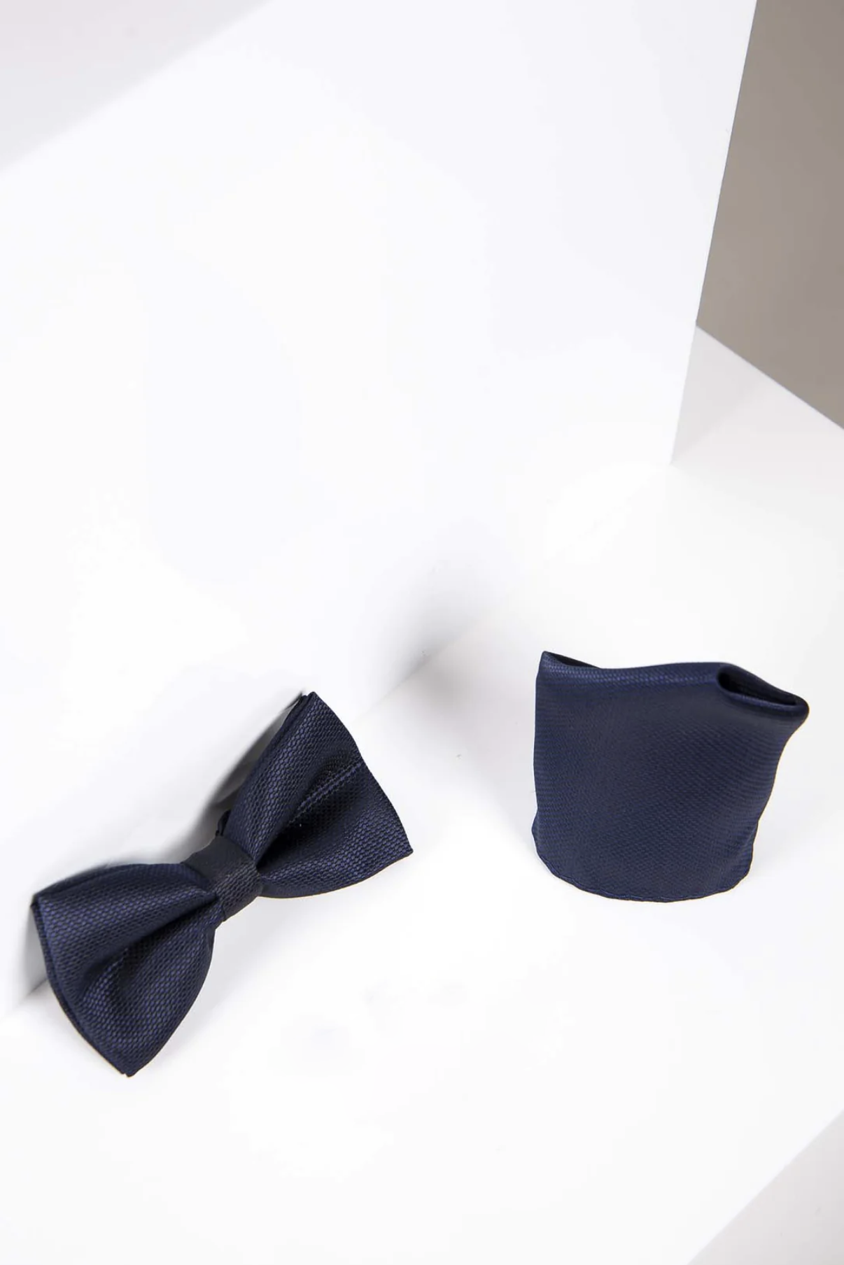 TB17 Navy Birdseye Print Bow Tie and Pocket Square Set - Perfect for Weddings, Prom, and Formal Events