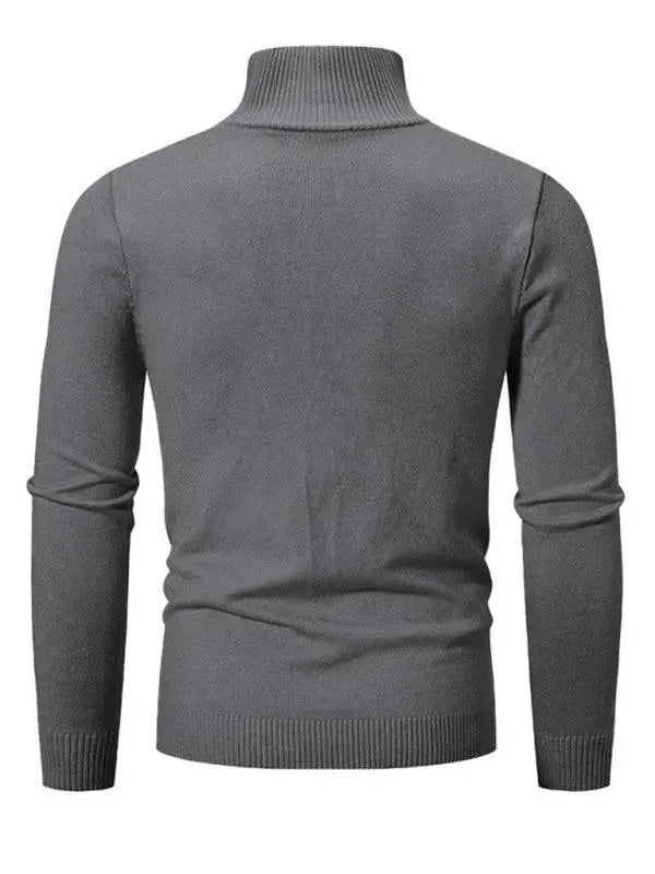 Men's Zipper Turtleneck Pullover Sweater - Warm Winter Knitwear for Casual Outfits & Office Wear