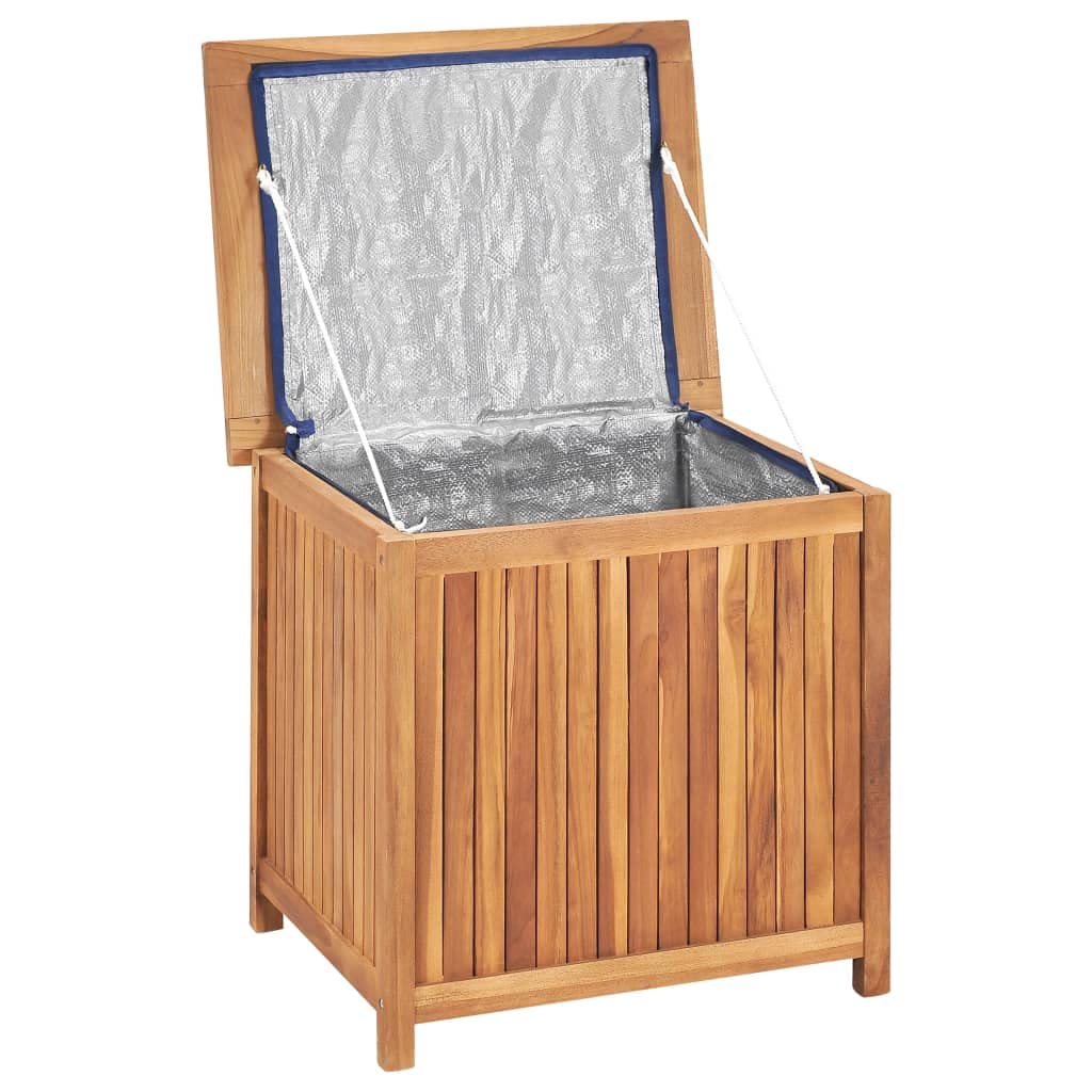 Premium Teak Wood Patio Storage Box with Waterproof Lining - 23.6