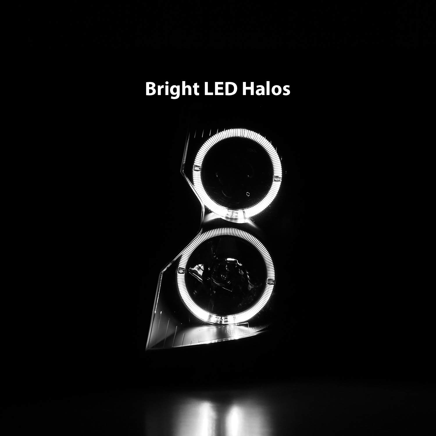 2003-2007 Cadillac CTS LED Halo Black Projector Headlights Pair - Direct Replacement for Factory Headlights | Perfect for Night Driving & Car Customization