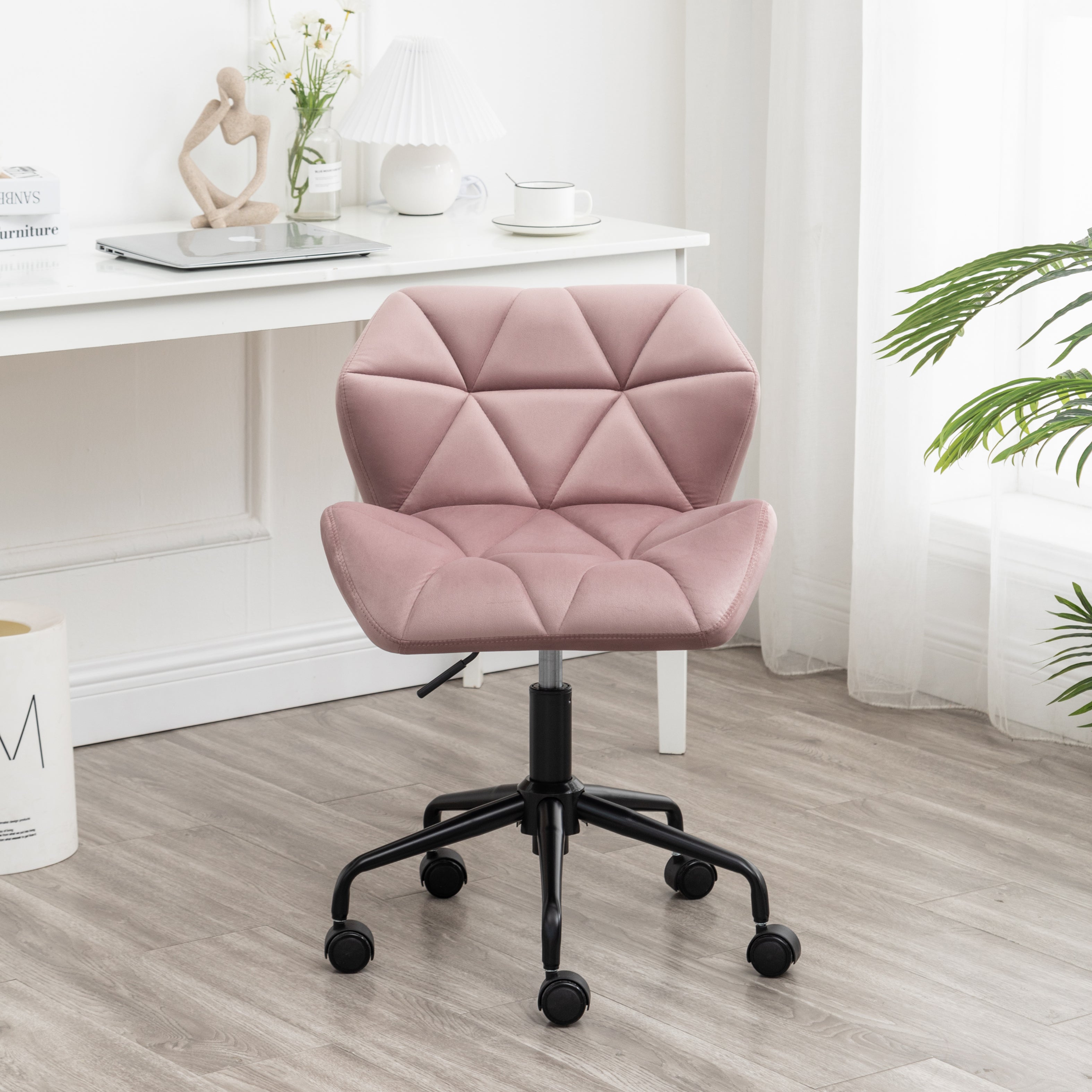 Roundhill Furniture Eldon Diamond Tufted Adjustable Swivel Office Chair - Ergonomic Executive Desk Chair with Lumbar Support for Home & Office Workspace