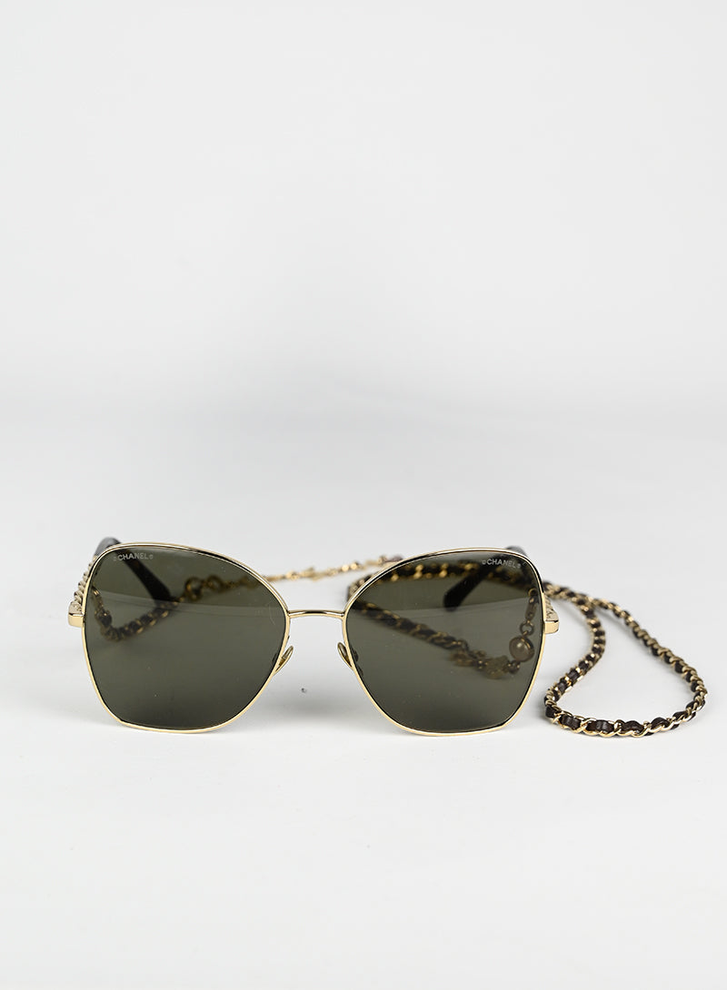 Chanel Square Chain Sunglasses - Luxury Designer Sunglasses for Women - Perfect for Beach, Travel & Fashion Accessories