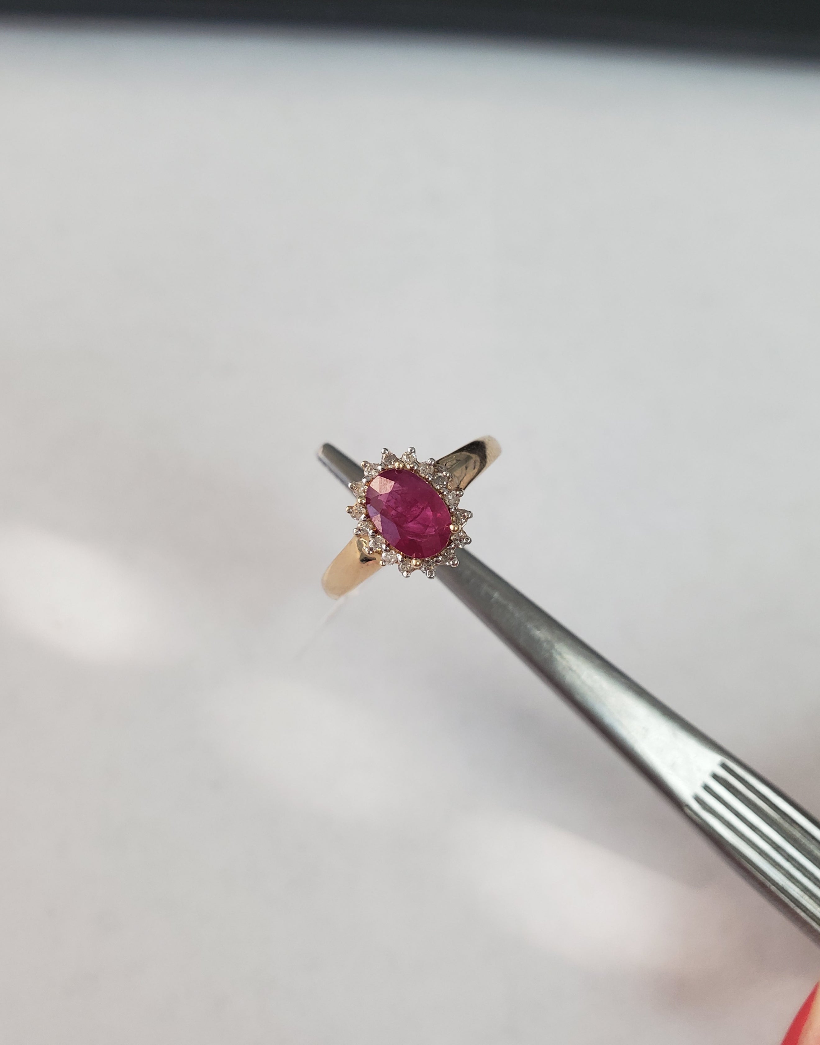 1.12cttw Multi-Stone Diamond & Ruby Halo Ring in 14K Yellow Gold – Elegant Engagement, Wedding, Anniversary Gift for Her