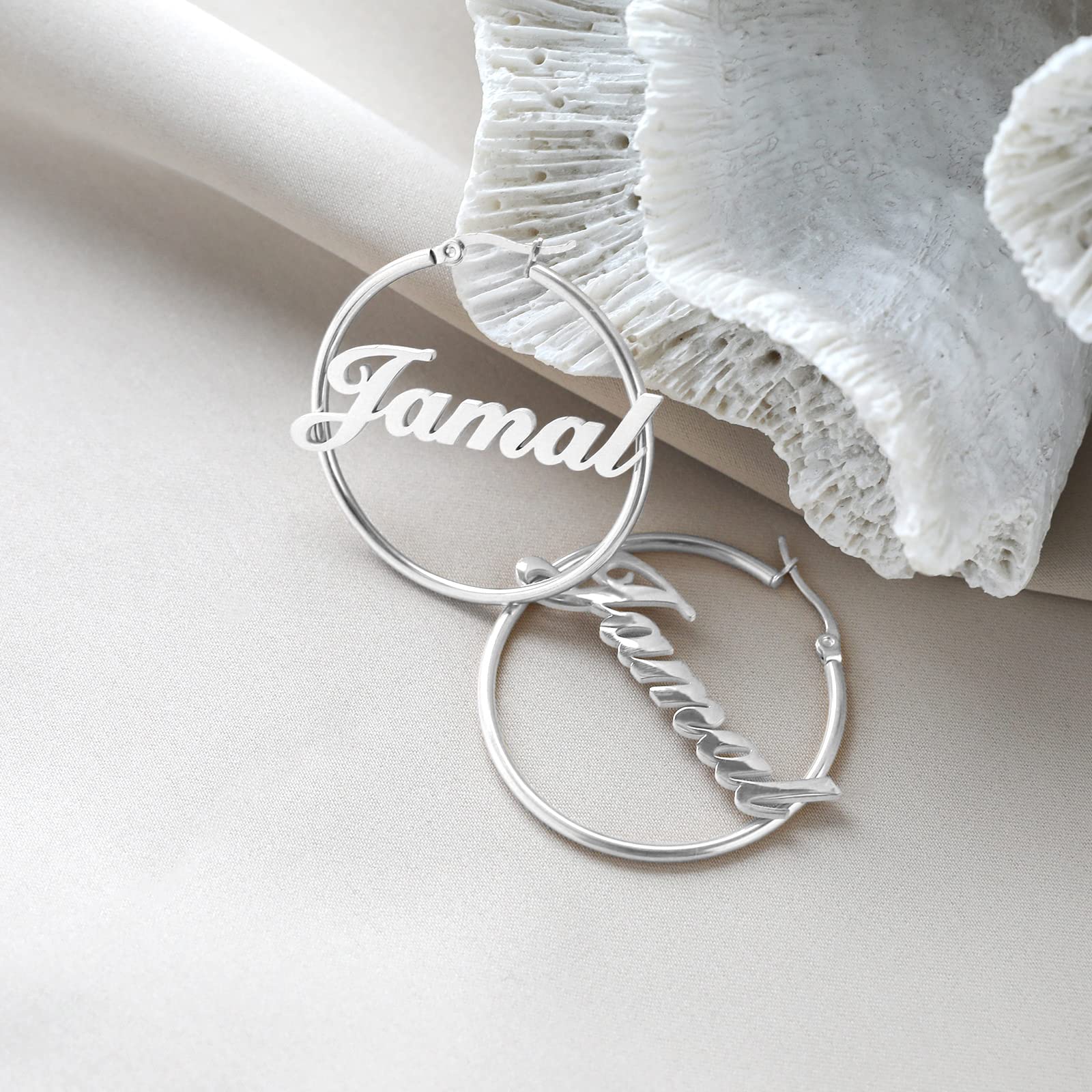 Personalized Name Hoop Earrings for Women - Hypoallergenic Custom Large Hoops - Sensitive Ear Friendly Jewelry - Perfect Gift for Birthday, Christmas & Special Occasions - Great for Parties, Weddings and Everyday Wear