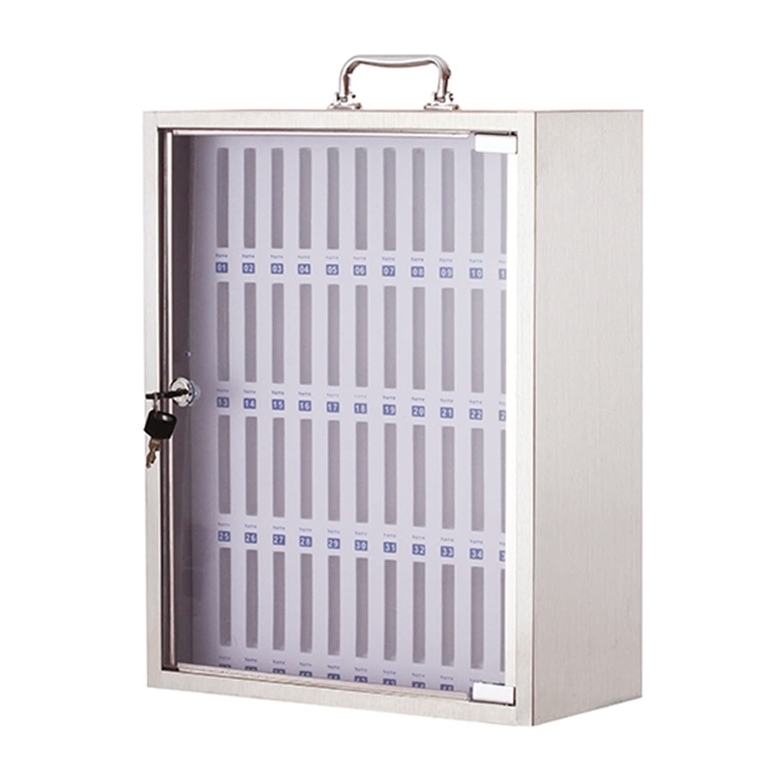 48-Slot Lockable Stainless Steel Phone Storage Cabinet - Secure Metal Mobile Device Organizer for Retail Stores, Offices & Salons (Color: 48)