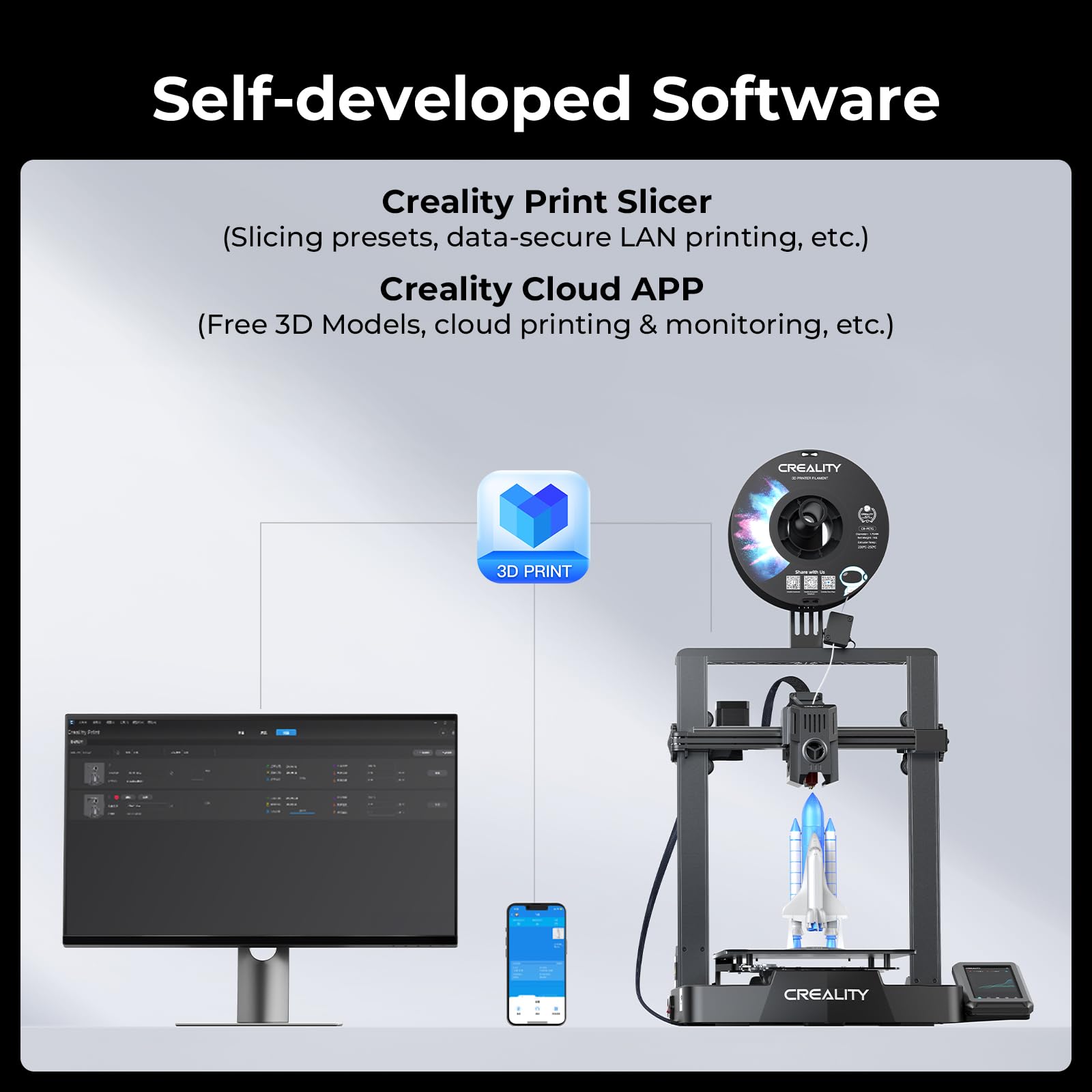 Creality Ender 3 V3 KE 3D Printer - 500mm/s High Speed, Sprite Direct Extruder, 300℃ Printing, Auto Leveling - 250x220x220mm Build Volume - Perfect for Kids, Beginners & Home DIY Projects