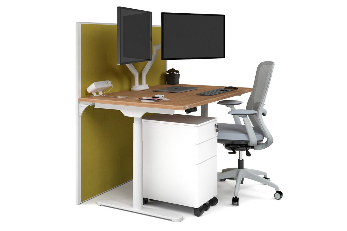 Flexi Premium Height Adjustable Single Workstation Desk - 1200L x 800W with Cable Management Scallop | Ergonomic Standing Desk for Home Office & Workspace