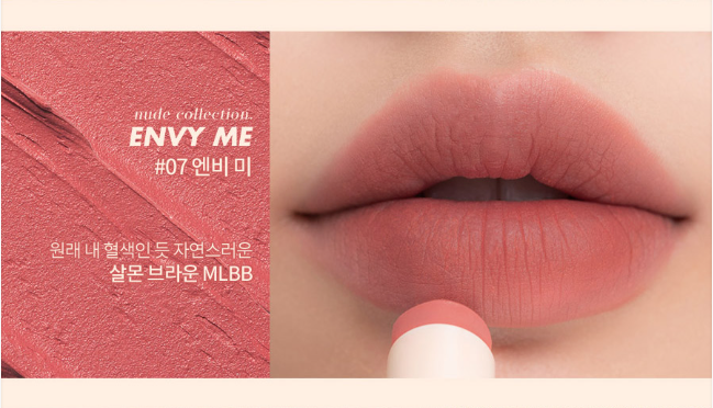 Rom&nd Zero Matte Lipstick (07 Envy Me) 3g - Long Lasting Velvety Matte Lipstick, Vegan & Cruelty Free - Perfect for Everyday Wear, Date Night & Special Occasions