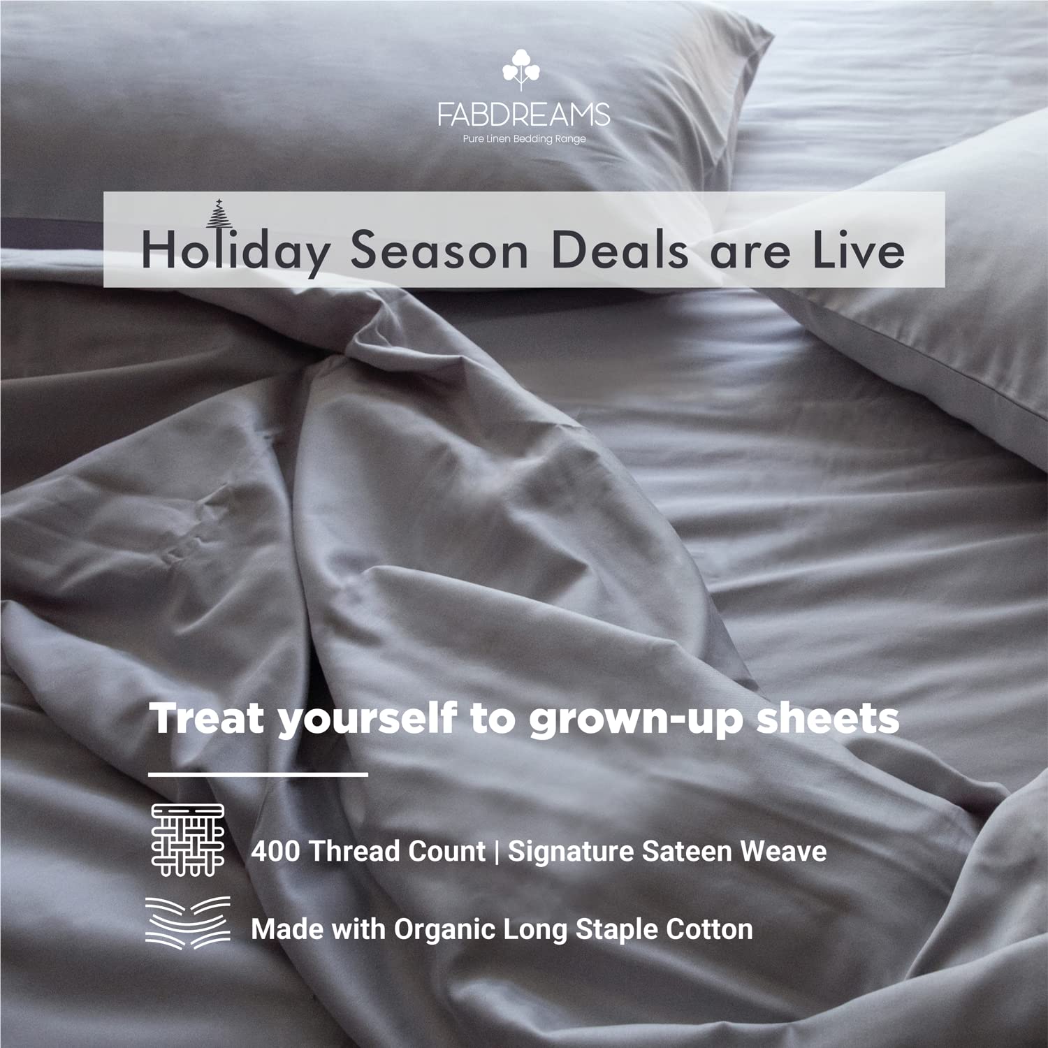 FABDREAMS 100% Organic Cotton Twin Sheet Set - 400 Thread Count Luxury Hotel Bedding | GOTS Certified Premium Long Staple Cotton | Deep Pocket Fits Mattress up to 16