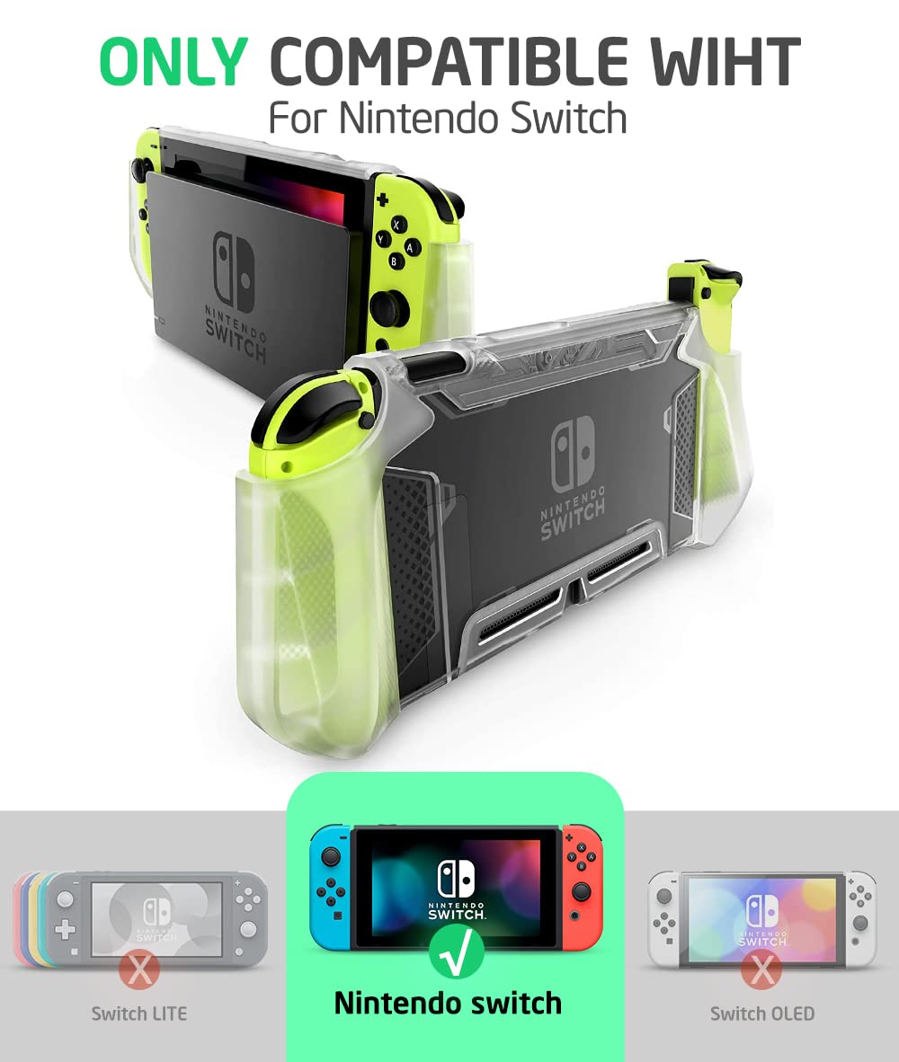 Mumba Dockable Case for Nintendo Switch - Blade Series TPU Grip Protective Cover with Ergonomic Design & Comfortable Hold (Clear) | Perfect for Gaming, Travel & Long Play Sessions