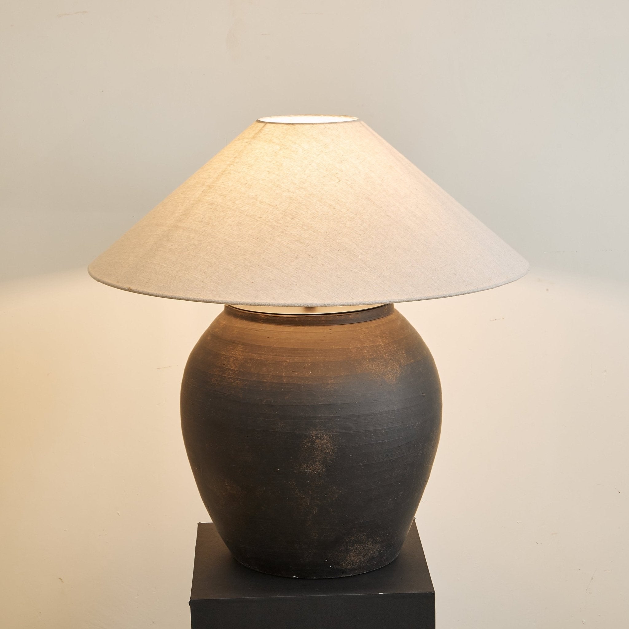 Noira Terracotta Table Lamp - Handmade Ceramic Nightstand Lamp with Natural Earthy Texture, Perfect for Bedroom, Living Room & Office Decor